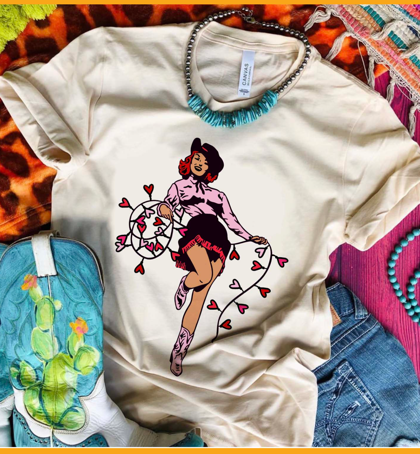 Valentine Cowgirl- Cream Tee Hoodie, Sweatshirt | PodTeesHub.com