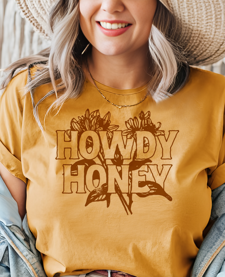 Howdy Honey - Mustard Tee Hoodie, Sweatshirt | PodTeesHub.com