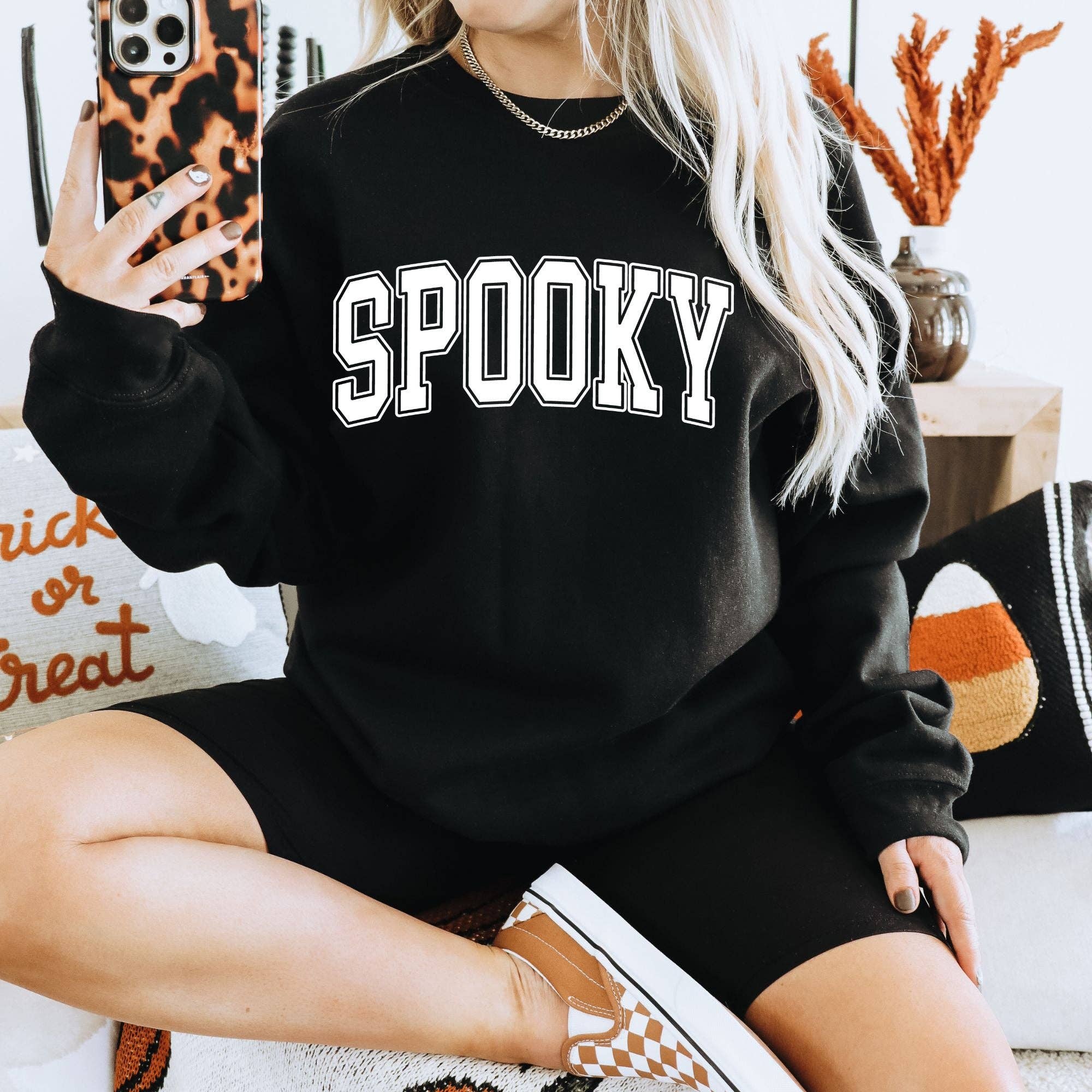 Simple Spooky Hoodie or Crewneck For Halloween *Unisex Fit* T-Shirts, Sweatshirt | PodTeesHub.com