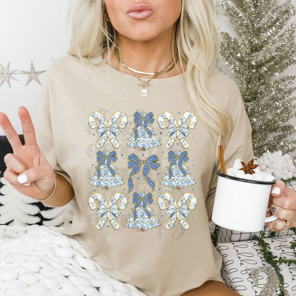 Blue Coquette Christmas Tee Hoodie, Sweatshirt | PodTeesHub.com