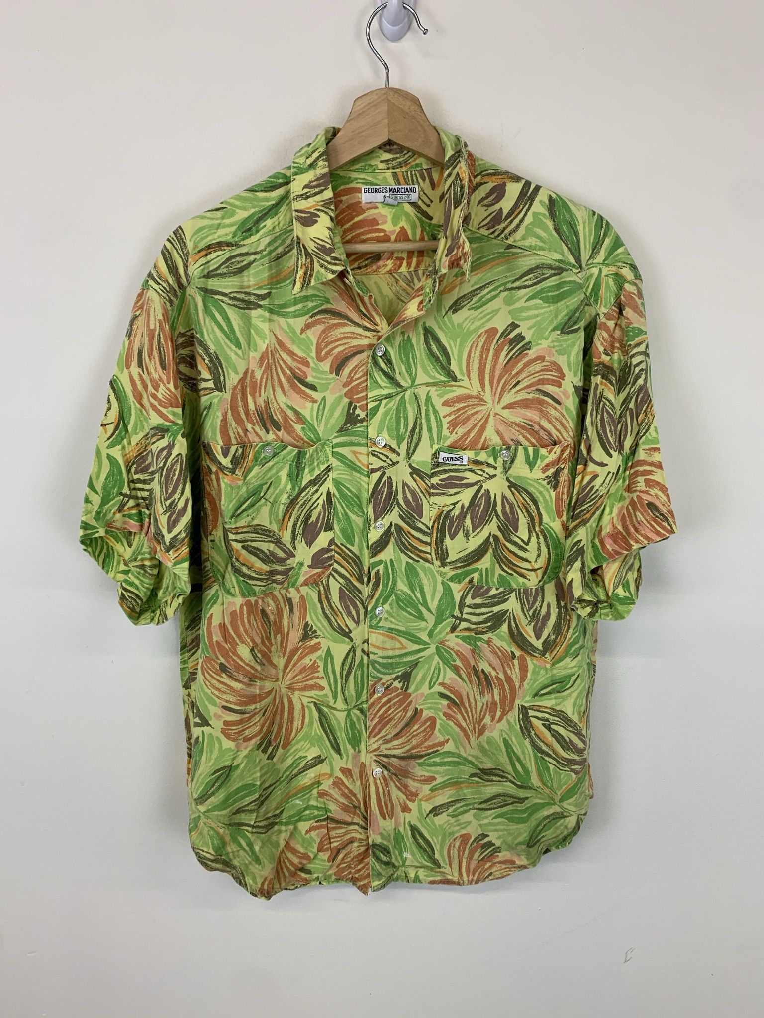 Vintage Guess Georges Marciano Hawaiian Shirt Size M 2 Hoodie, Sweatshirt | PodTeesHub.com