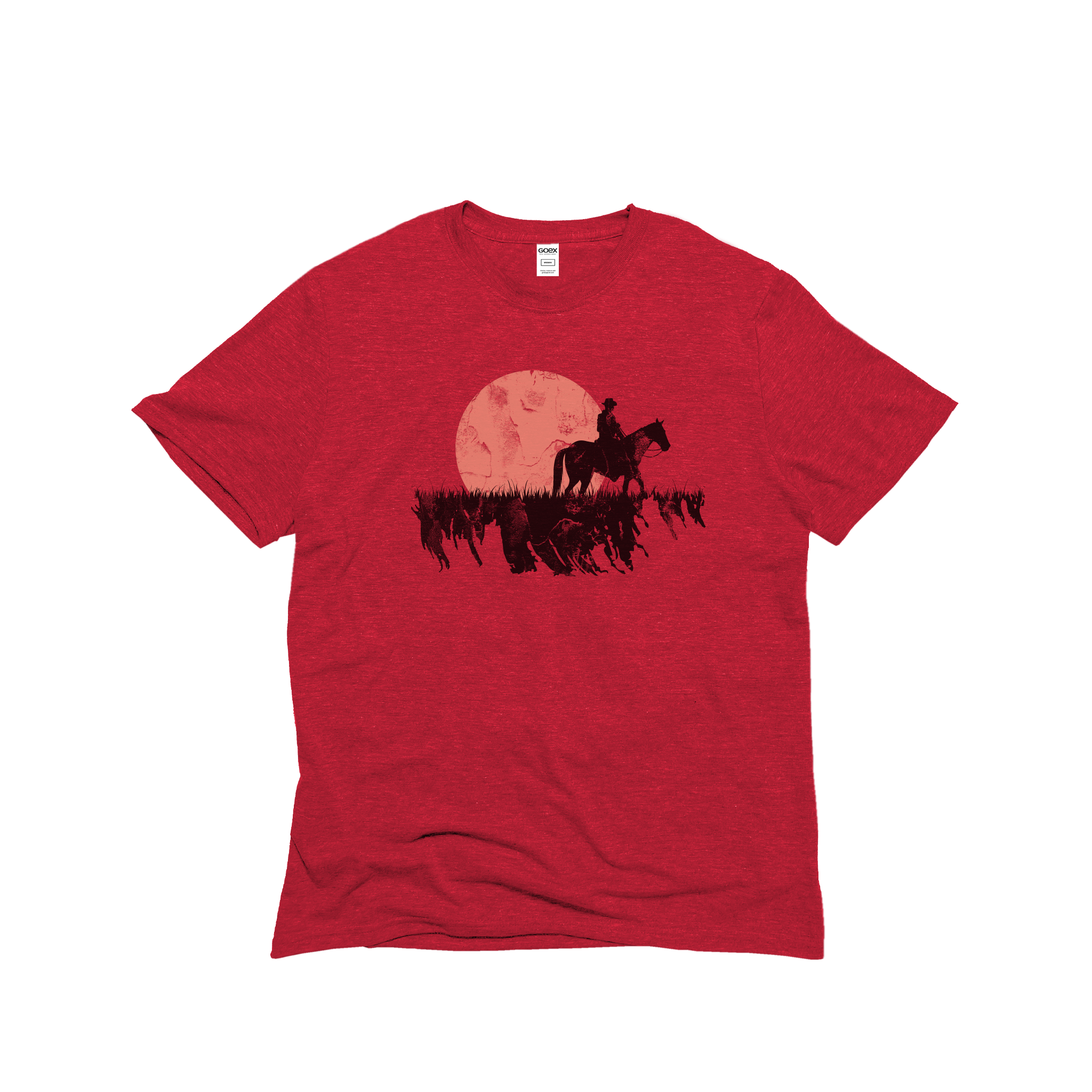Cowboy Sunset - Unisex Red - Western Graphic Tee 12pk Hoodie, Sweatshirt | PodTeesHub.com