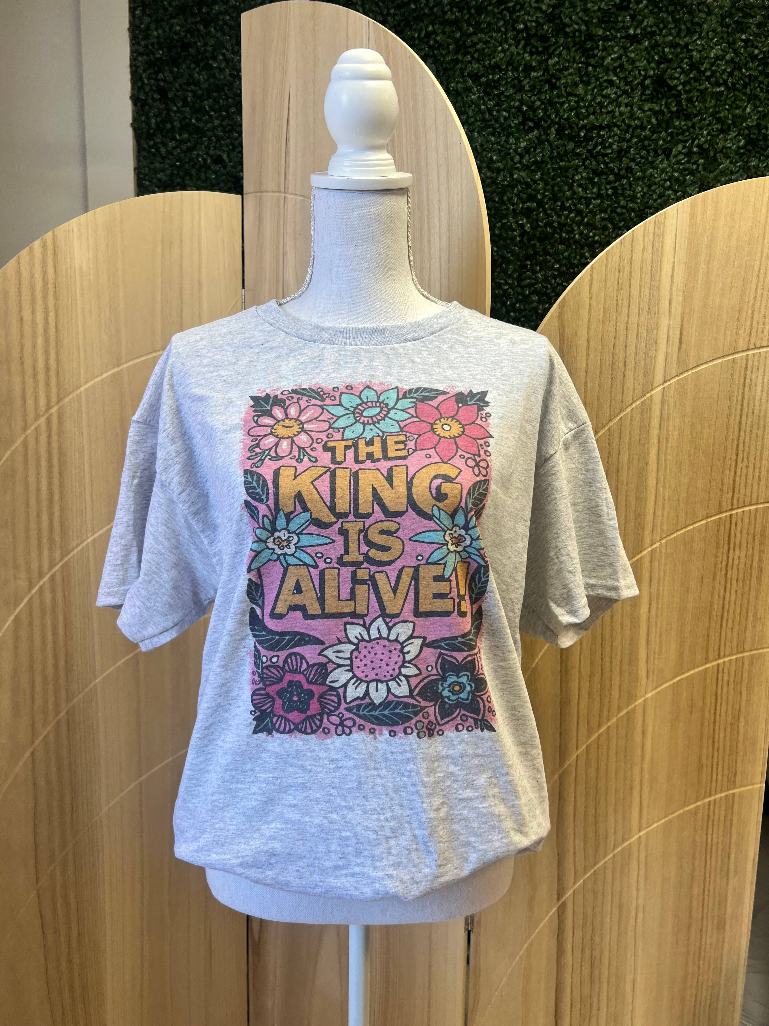 The King Is Alive On Ash Gray Tee Hoodie, Sweatshirt | PodTeesHub.com