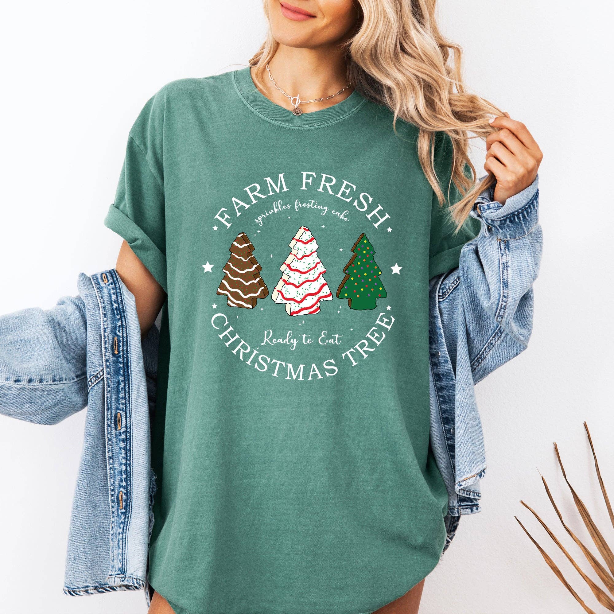 Farm Fresh Christmas Tree, White and Green Cakes Tshirt Hoodie, Sweatshirt | PodTeesHub.com