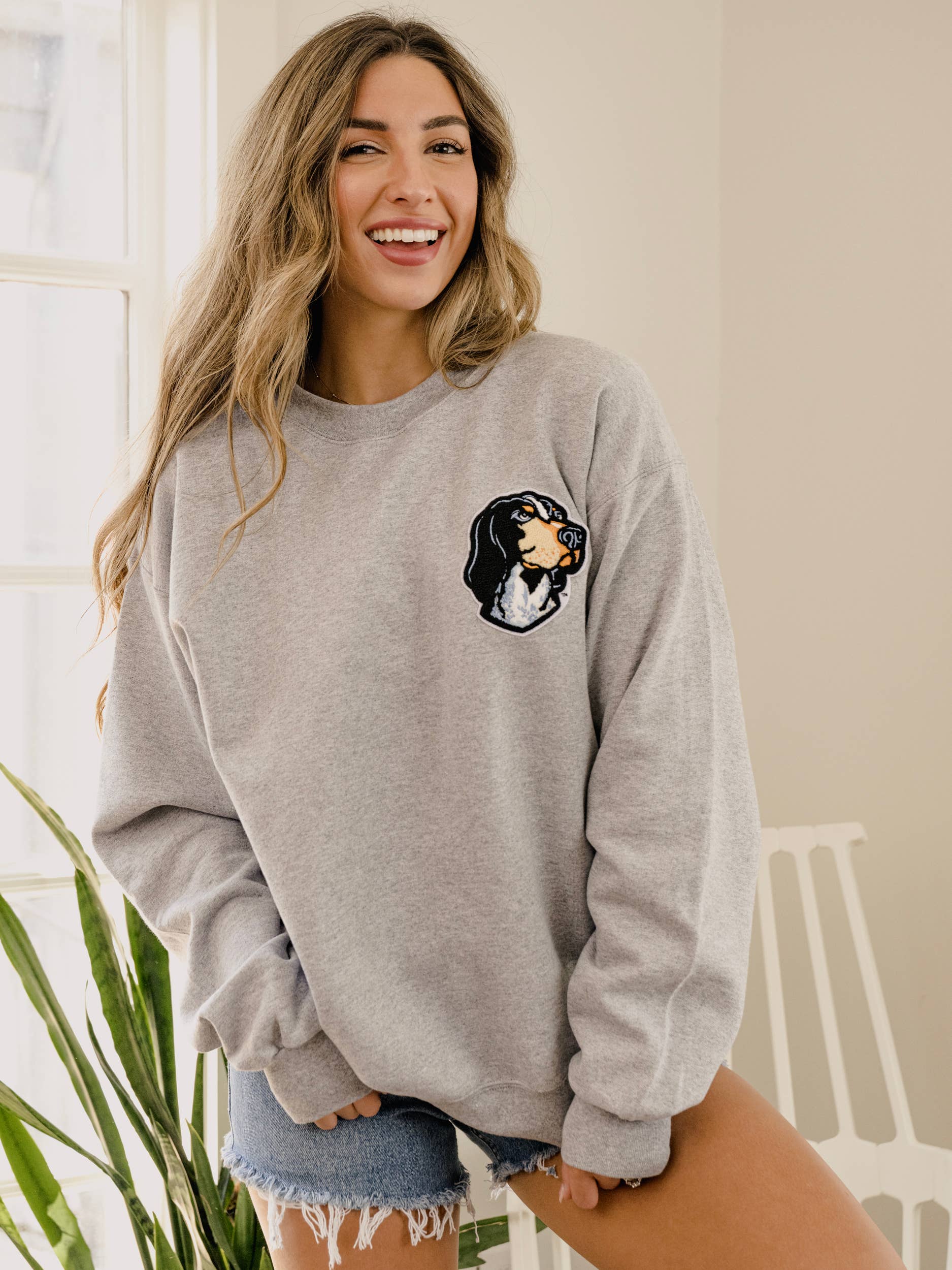 Tennessee Vols Smokey Chenille Patch Gray Sweatshirt T-Shirts, Hoodie | PodTeesHub.com