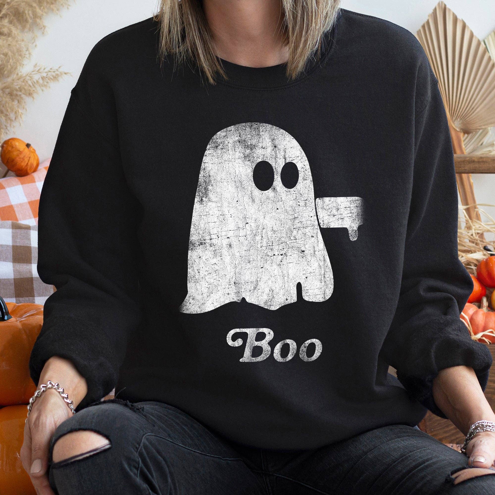 Boo Ghost Halloween Sweatshirt T-Shirts, Hoodie | PodTeesHub.com