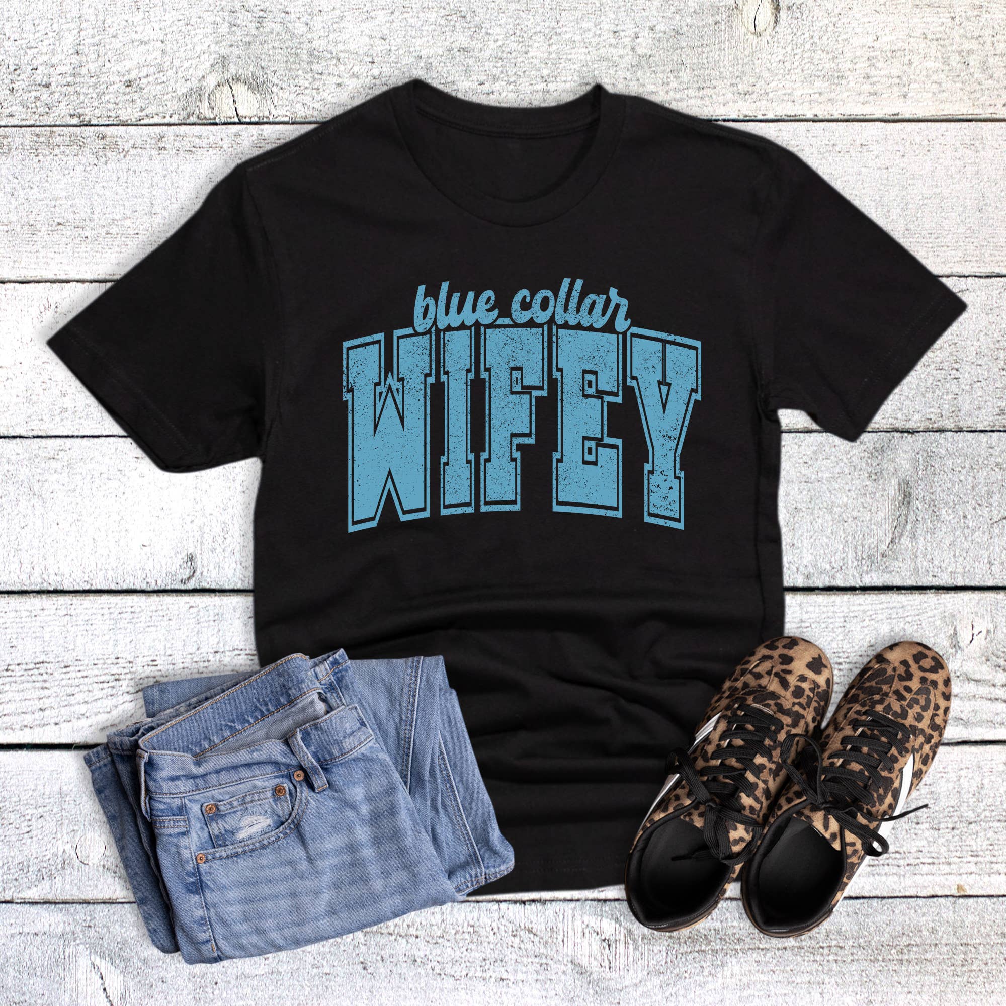 Blue Collar Wifey Graphic Tee Hoodie, Sweatshirt | PodTeesHub.com