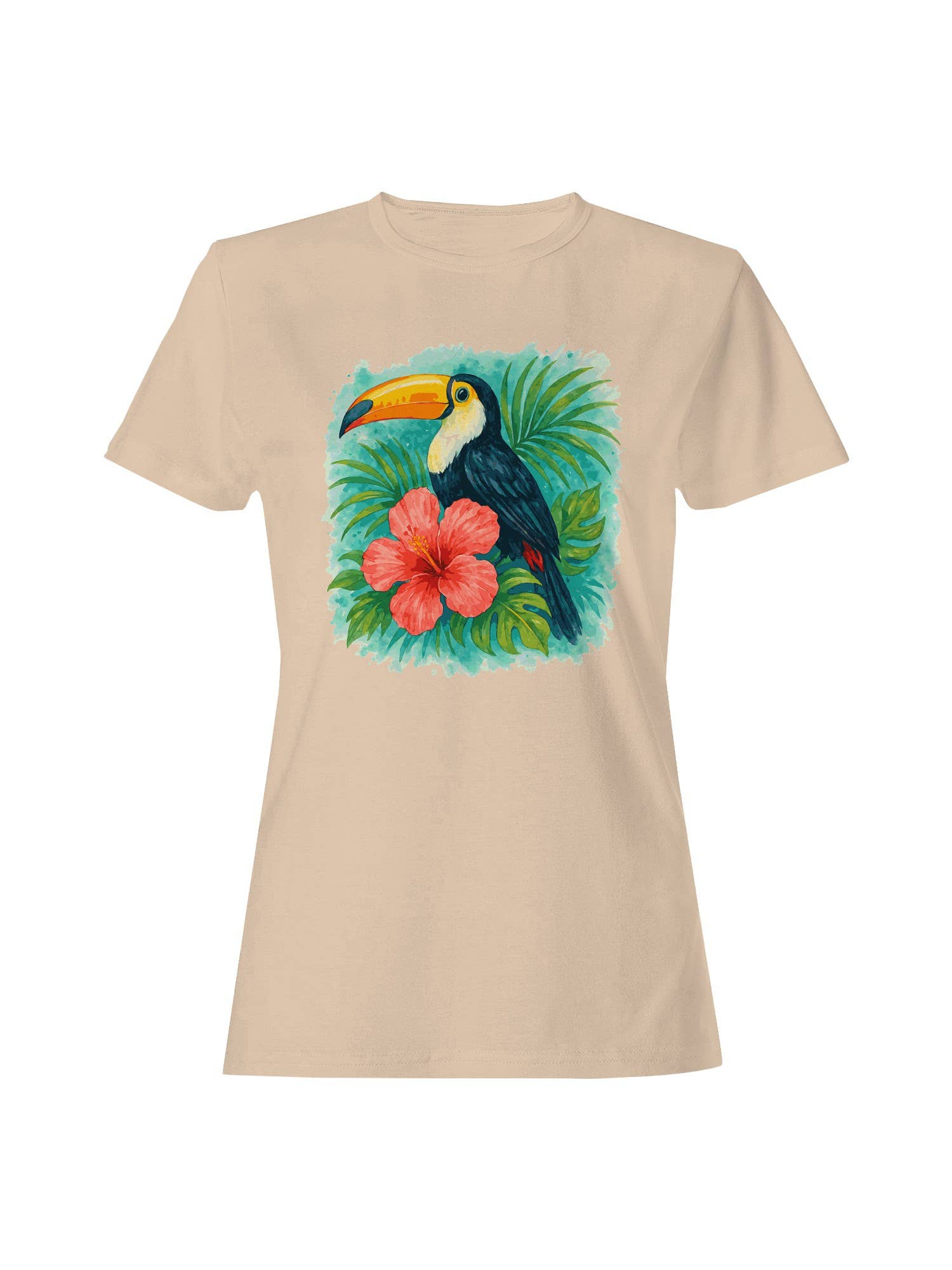 Tropical Toucan and Hibiscus Art Women's T-Shirt Hoodie, Sweatshirt | PodTeesHub.com