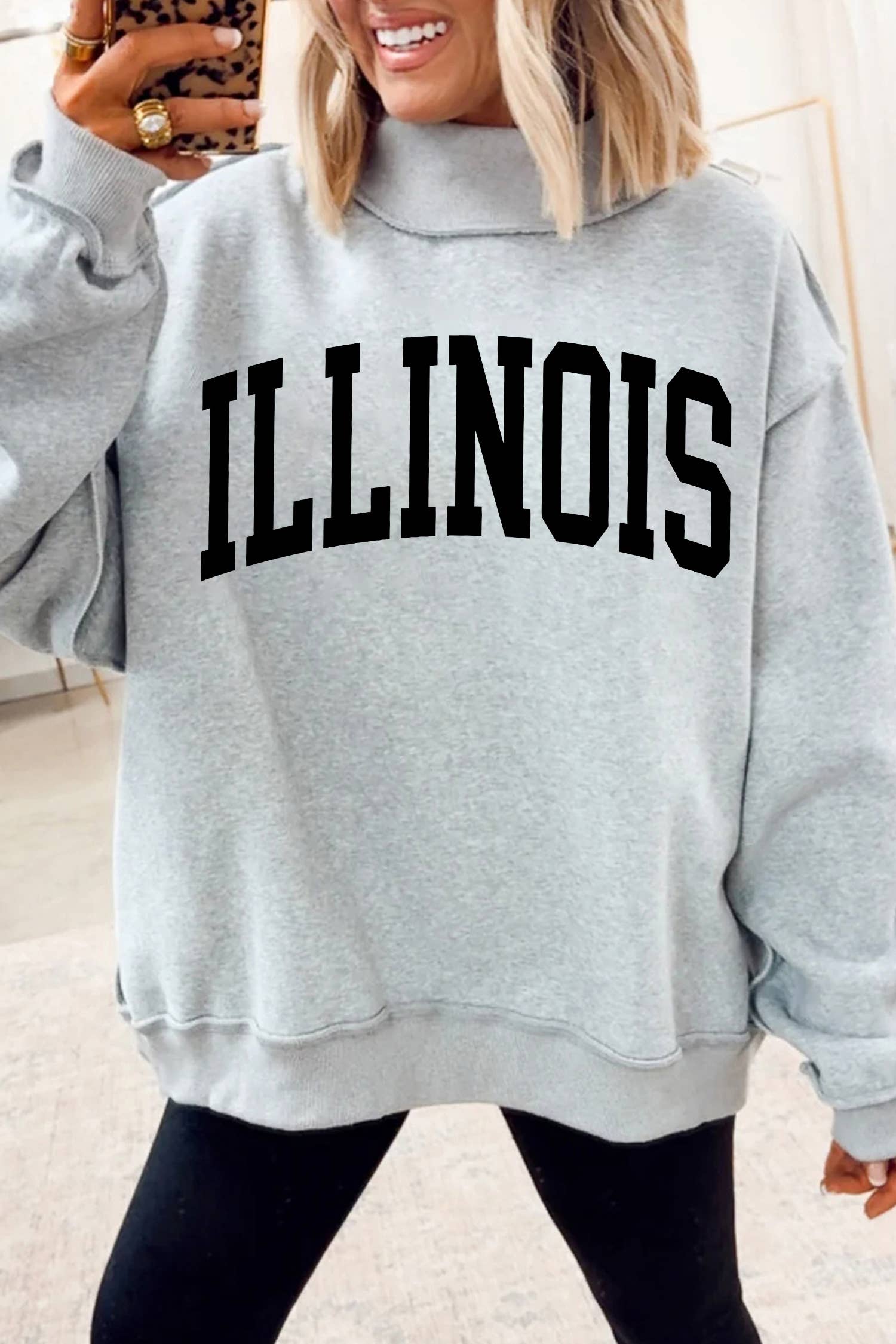 Illinois/Il Reversible Mock Neck Pullover Sweatshirt (S-Xl) T-Shirts, Hoodie | PodTeesHub.com
