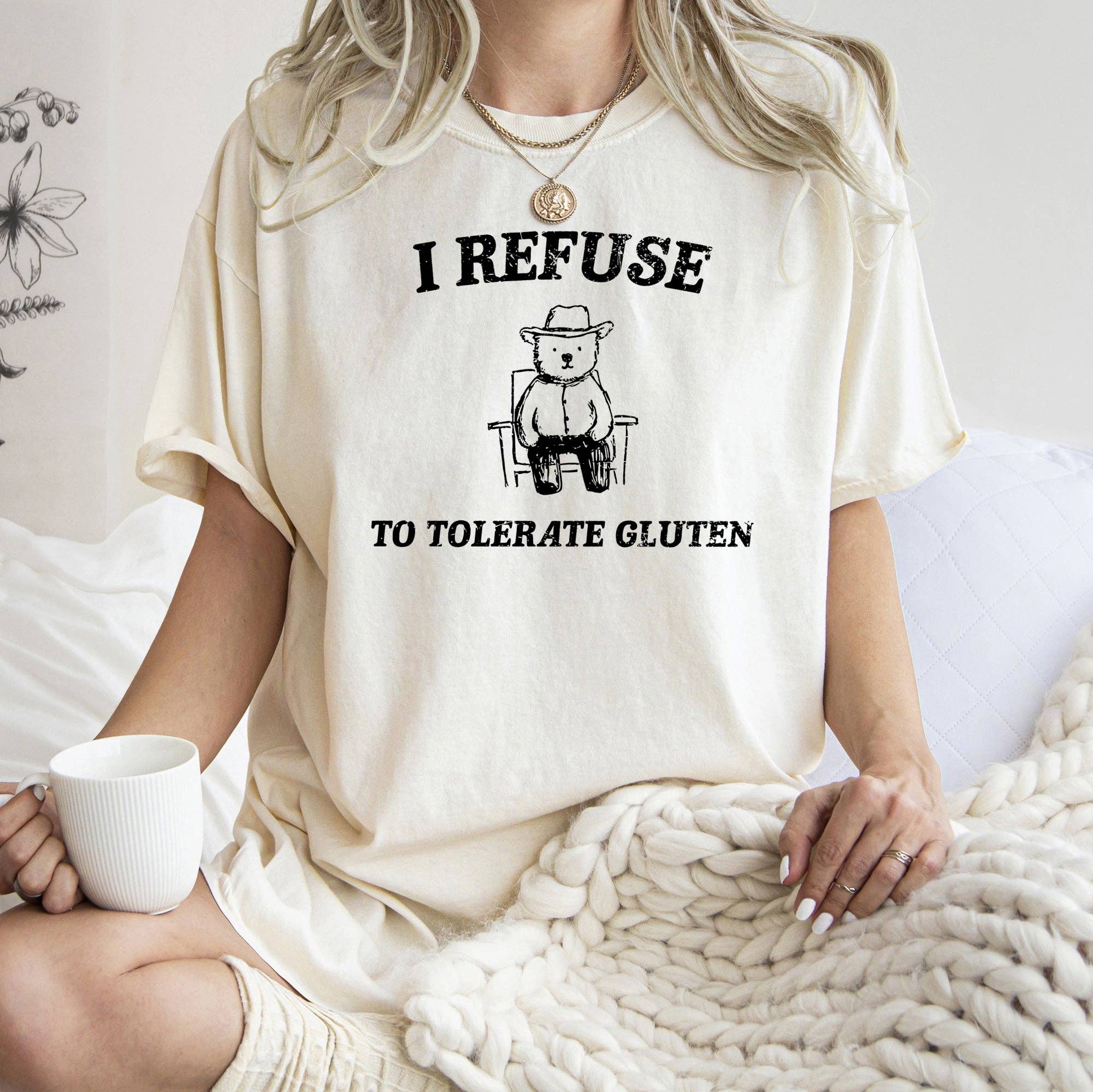 Gluten Bear, Celiac, Meme, Aesthetic, Funny, Comfort Colors Tshirt Hoodie, Sweatshirt | PodTeesHub.com