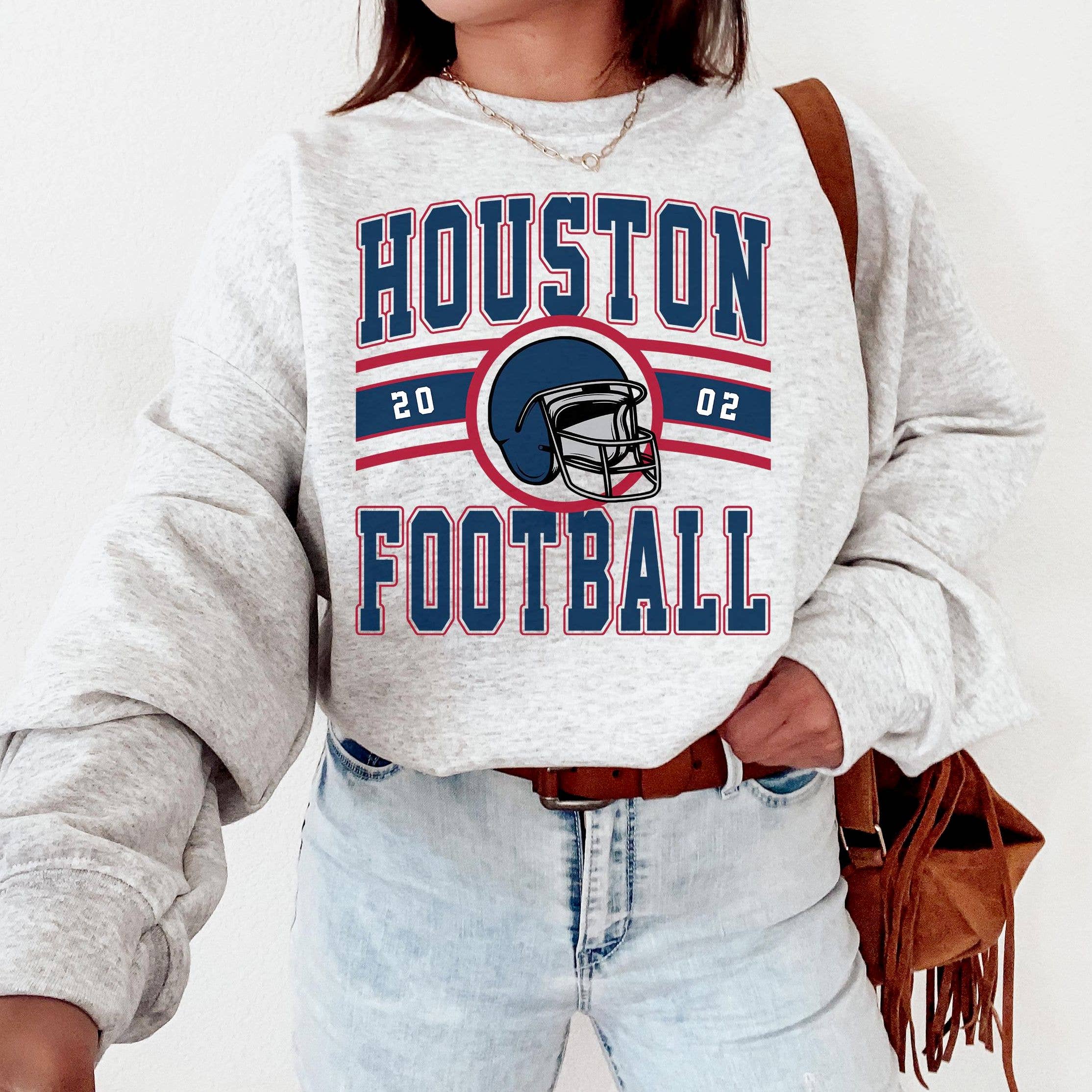 Vintage Houston Football Sweatshirt - Retro Texan Fan  Sweat T-Shirts, Hoodie | PodTeesHub.com