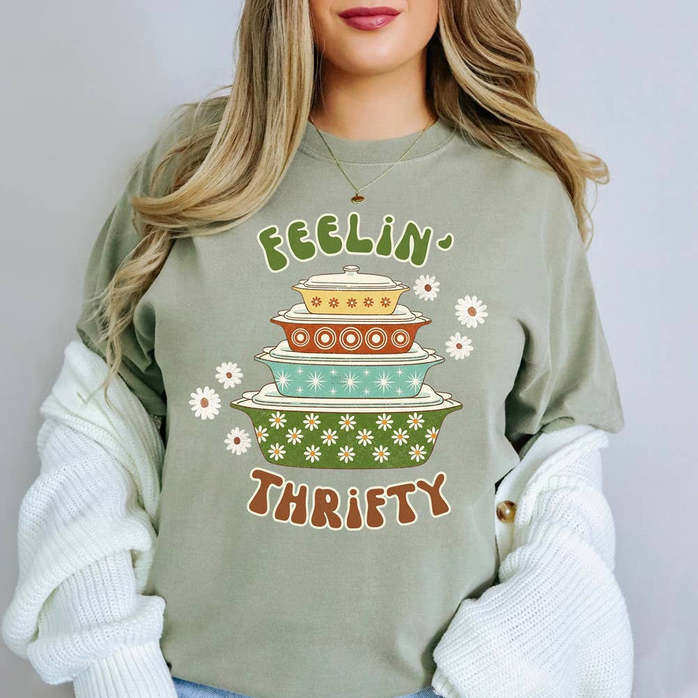 Feelin' Thrifty Vintage Dishes Tee Hoodie, Sweatshirt | PodTeesHub.com