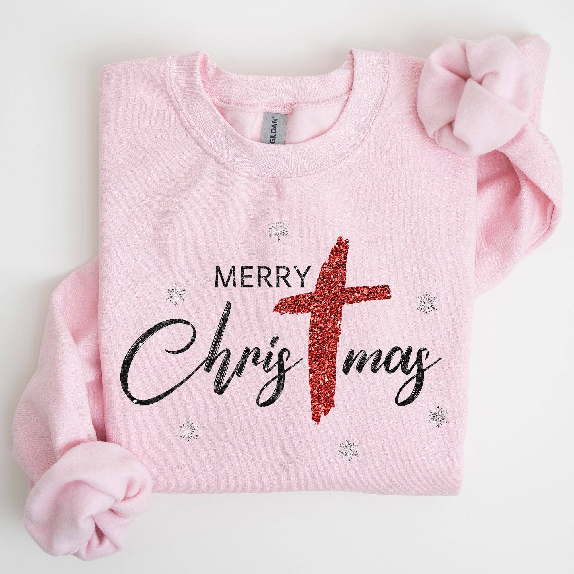 Merry Christmas, Faux Glitter, Religious, Faith Sweatshirt T-Shirts, Hoodie | PodTeesHub.com