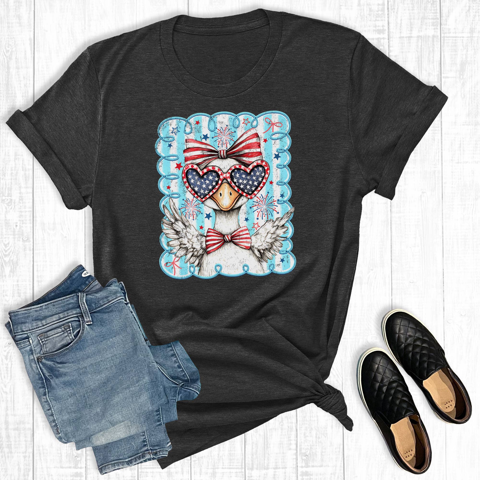 Retro 4th of July Patriotic Goose Graphic Tee Hoodie, Sweatshirt | PodTeesHub.com