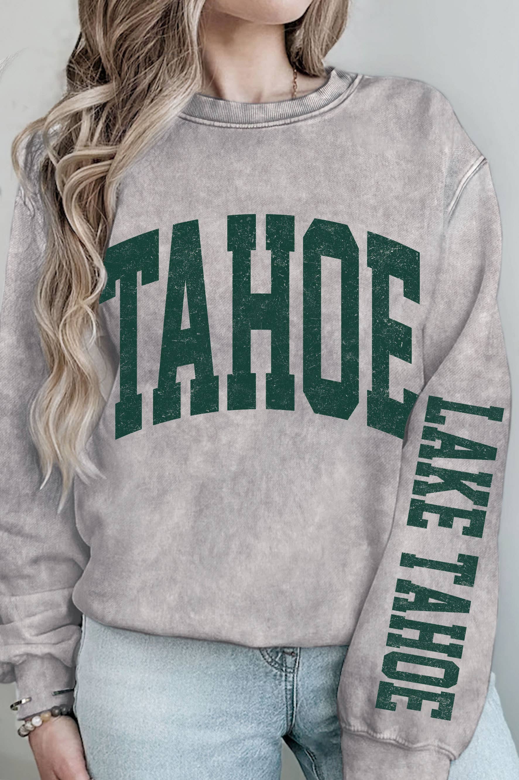 Lake Tahoe Front& Sleeve Graphic Mineral Brushed Sweatshirt T-Shirts, Hoodie | PodTeesHub.com