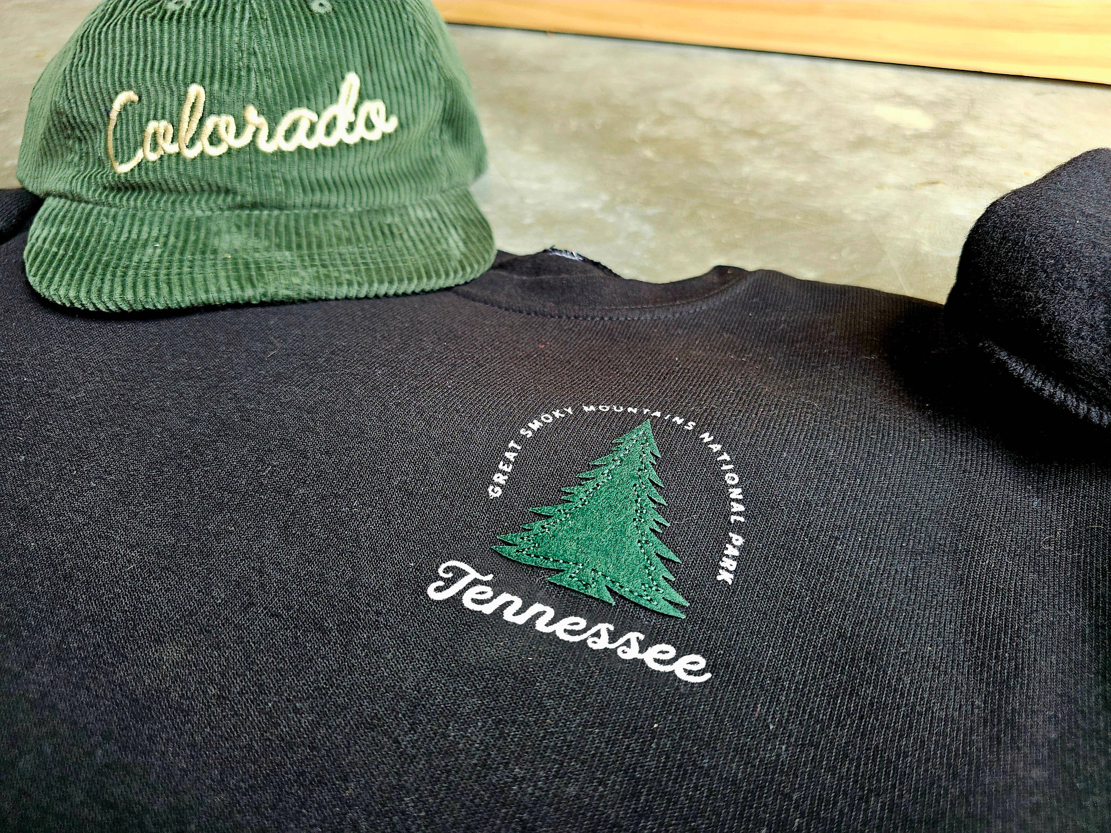 National Parks - the Woodland Felt Crewneck Sweatshirt T-Shirts, Hoodie | PodTeesHub.com