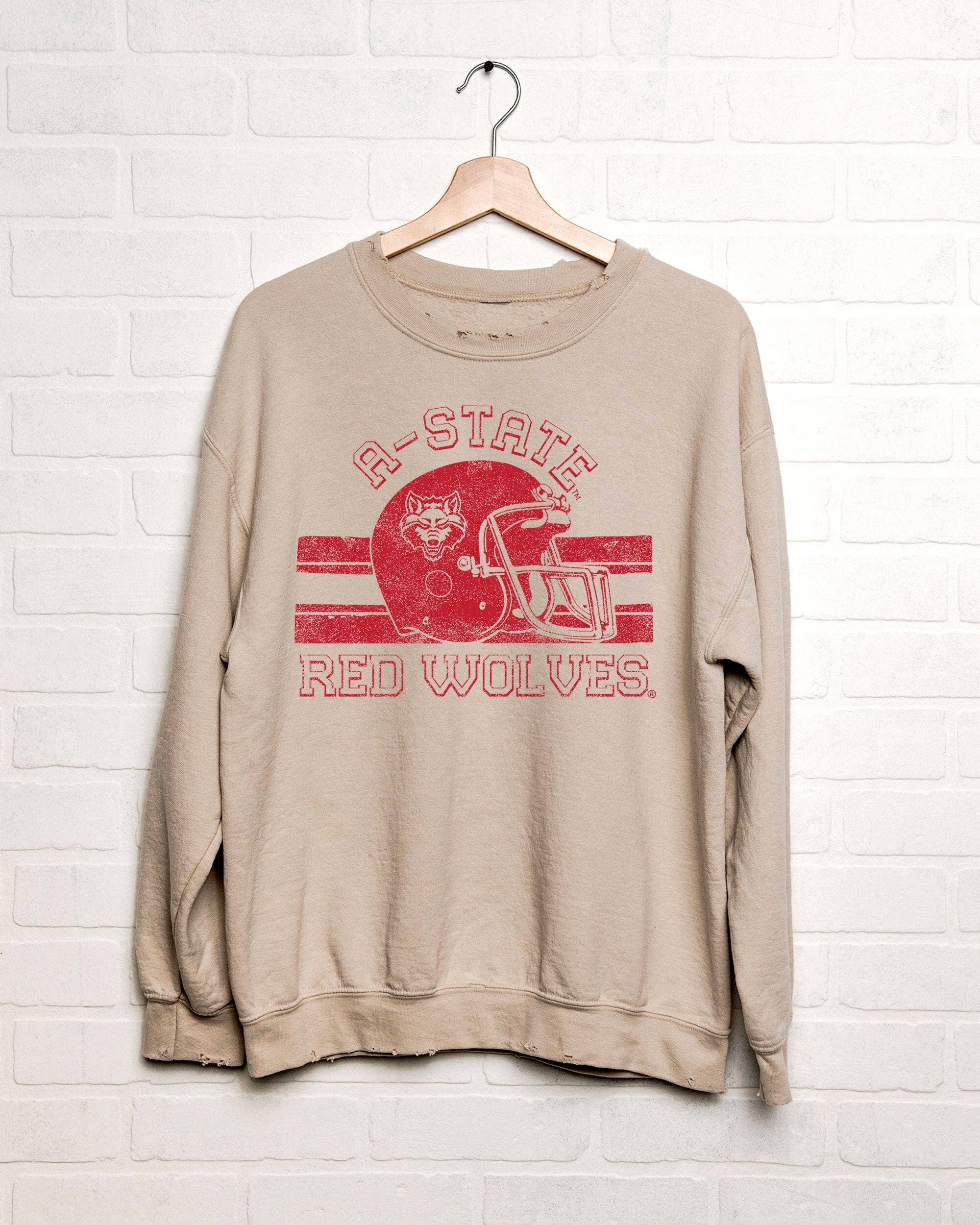 Arkansas State Red Wolves Champ Helmet Thrifted Sweatshirt T-Shirts, Hoodie | PodTeesHub.com