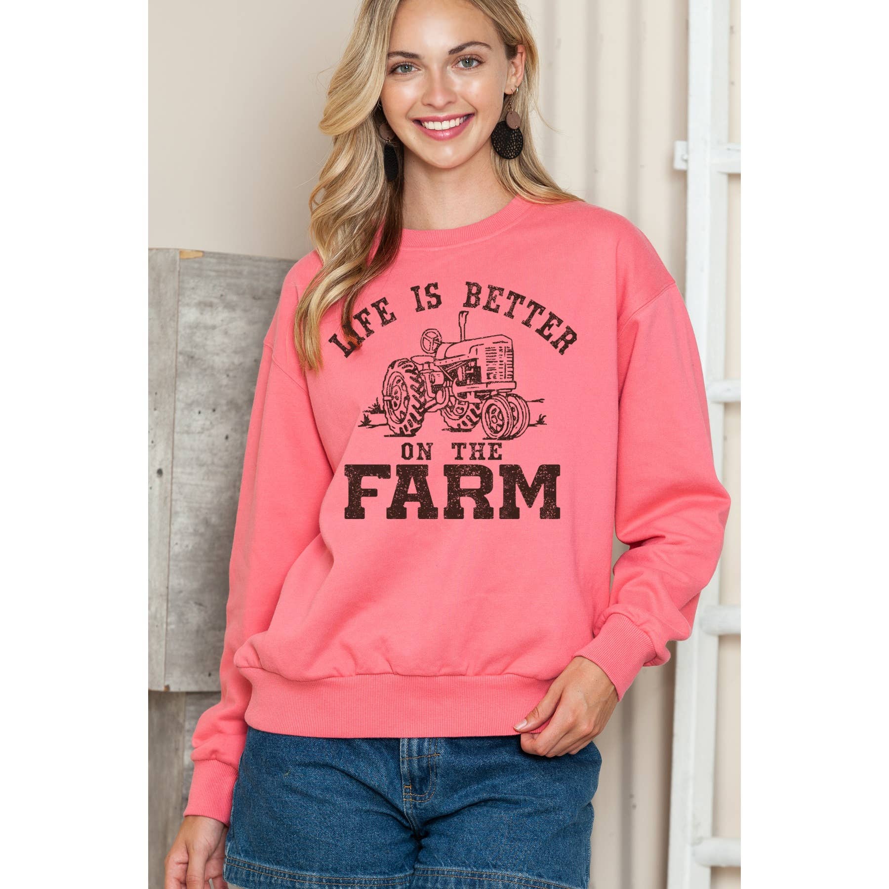 Life Is Better On the Farm Crewneck Sweatshirt T-Shirts, Hoodie | PodTeesHub.com