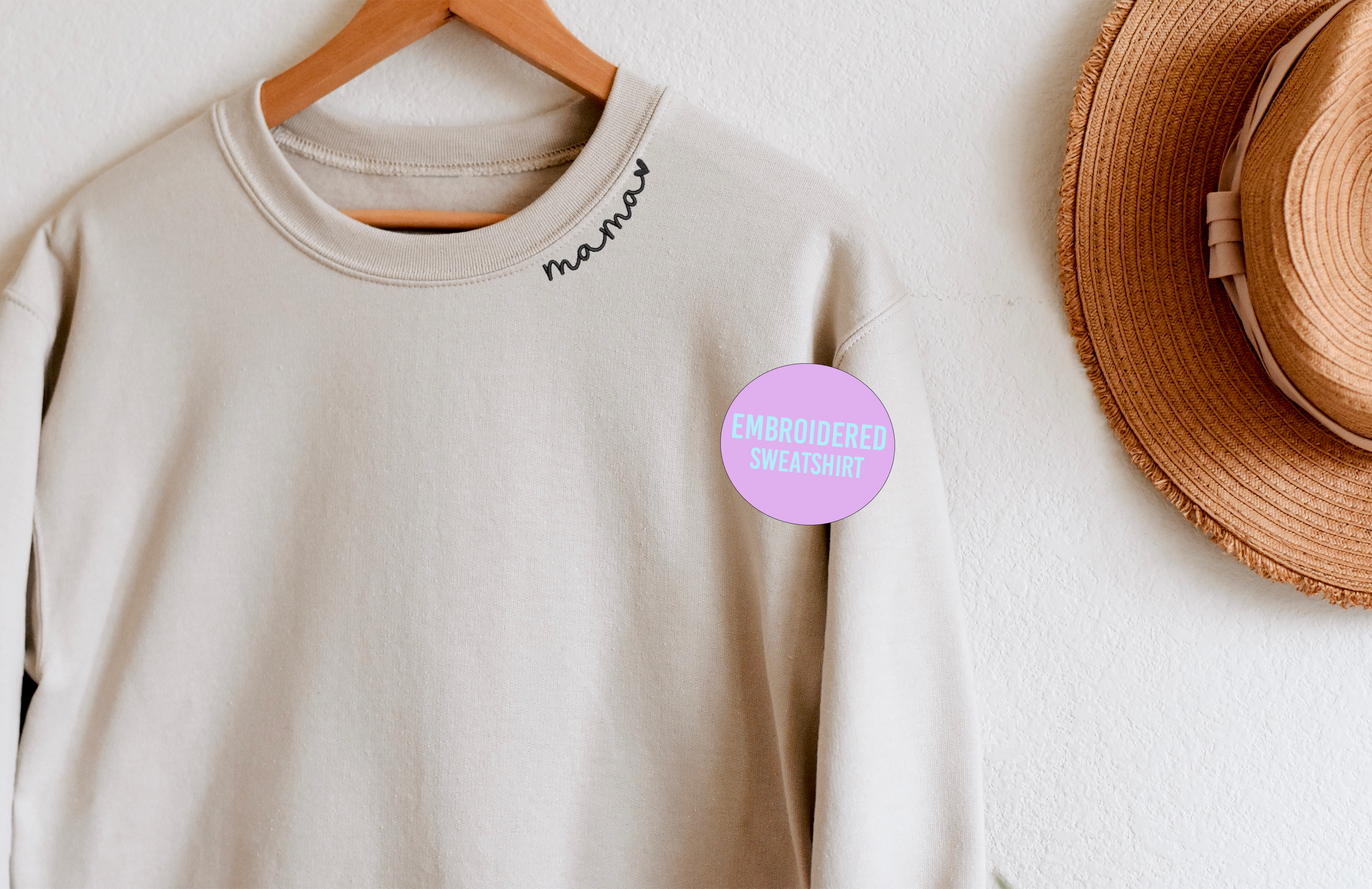 Mama Sweatshirt, Mama Collar Sweatshirt, Embroidered T-Shirts, Hoodie | PodTeesHub.com
