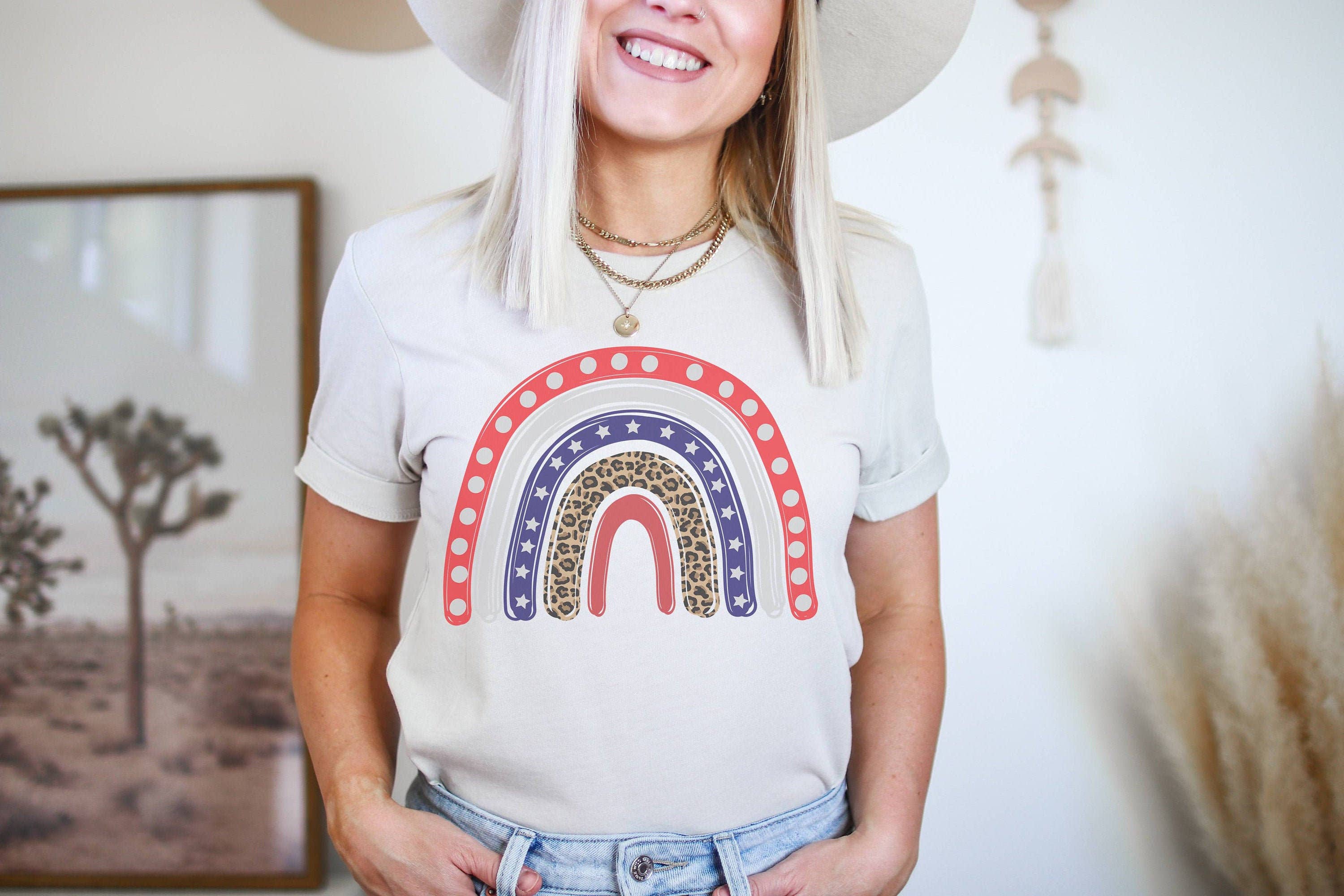 America Rainbow Tee | Patriotic T Shirt Hoodie, Sweatshirt | PodTeesHub.com