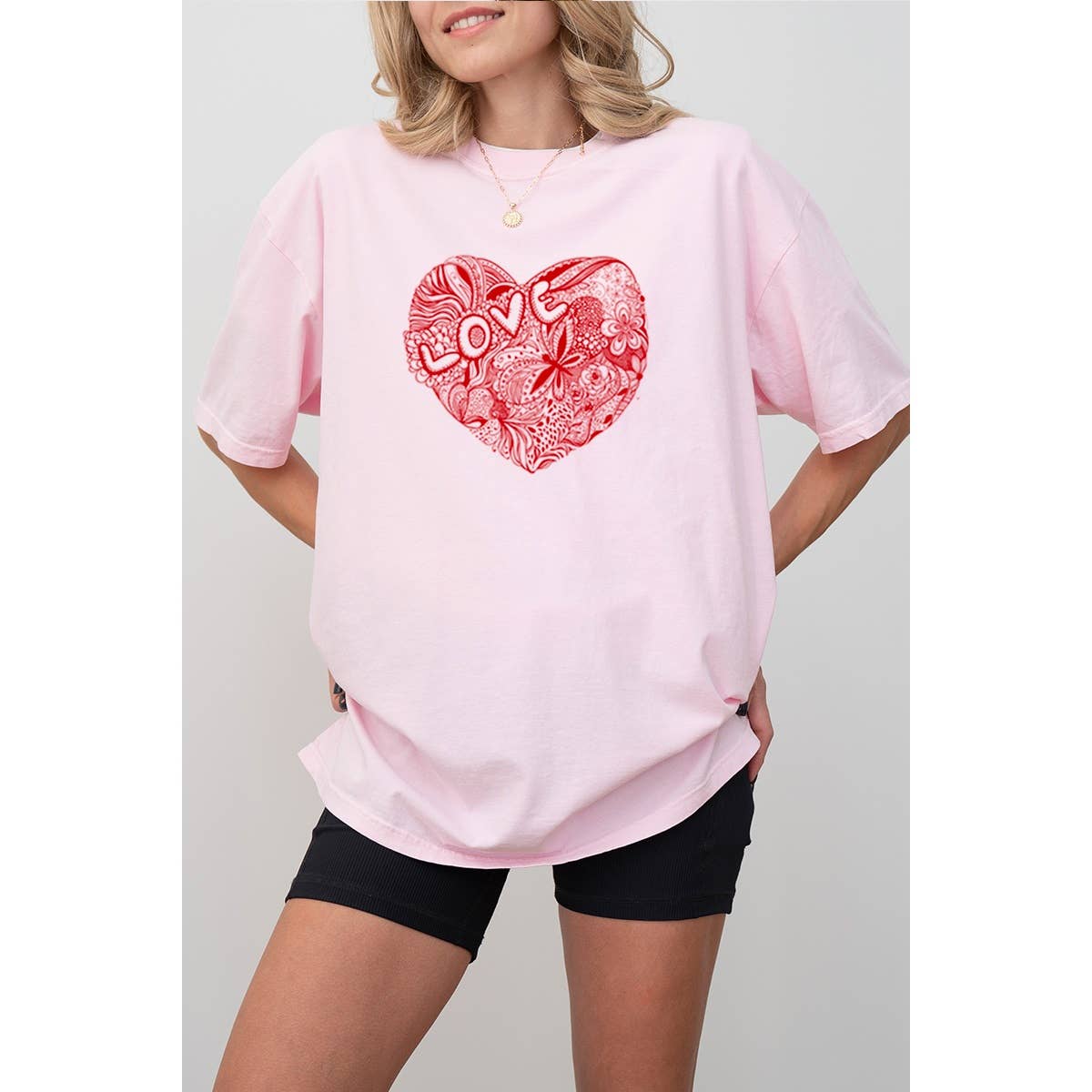 Love Valentine Graphic Oversized Tee Hoodie, Sweatshirt | PodTeesHub.com