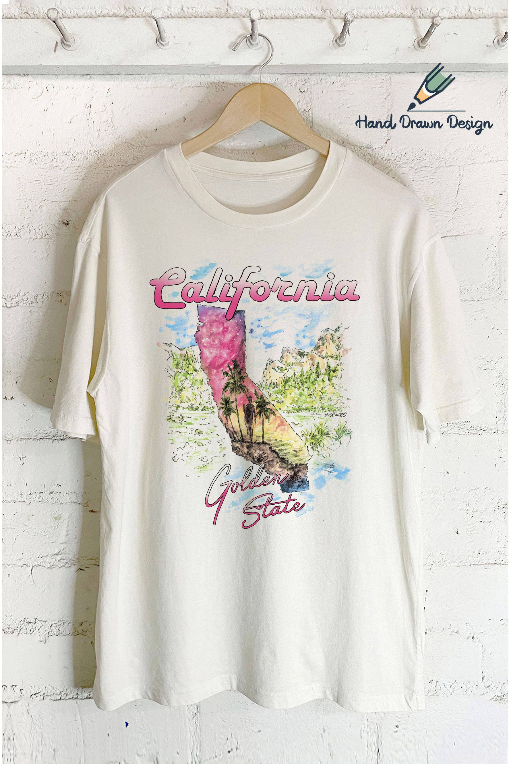 California - Hand Drawn Design (Oversized Tee) Hoodie, Sweatshirt | PodTeesHub.com