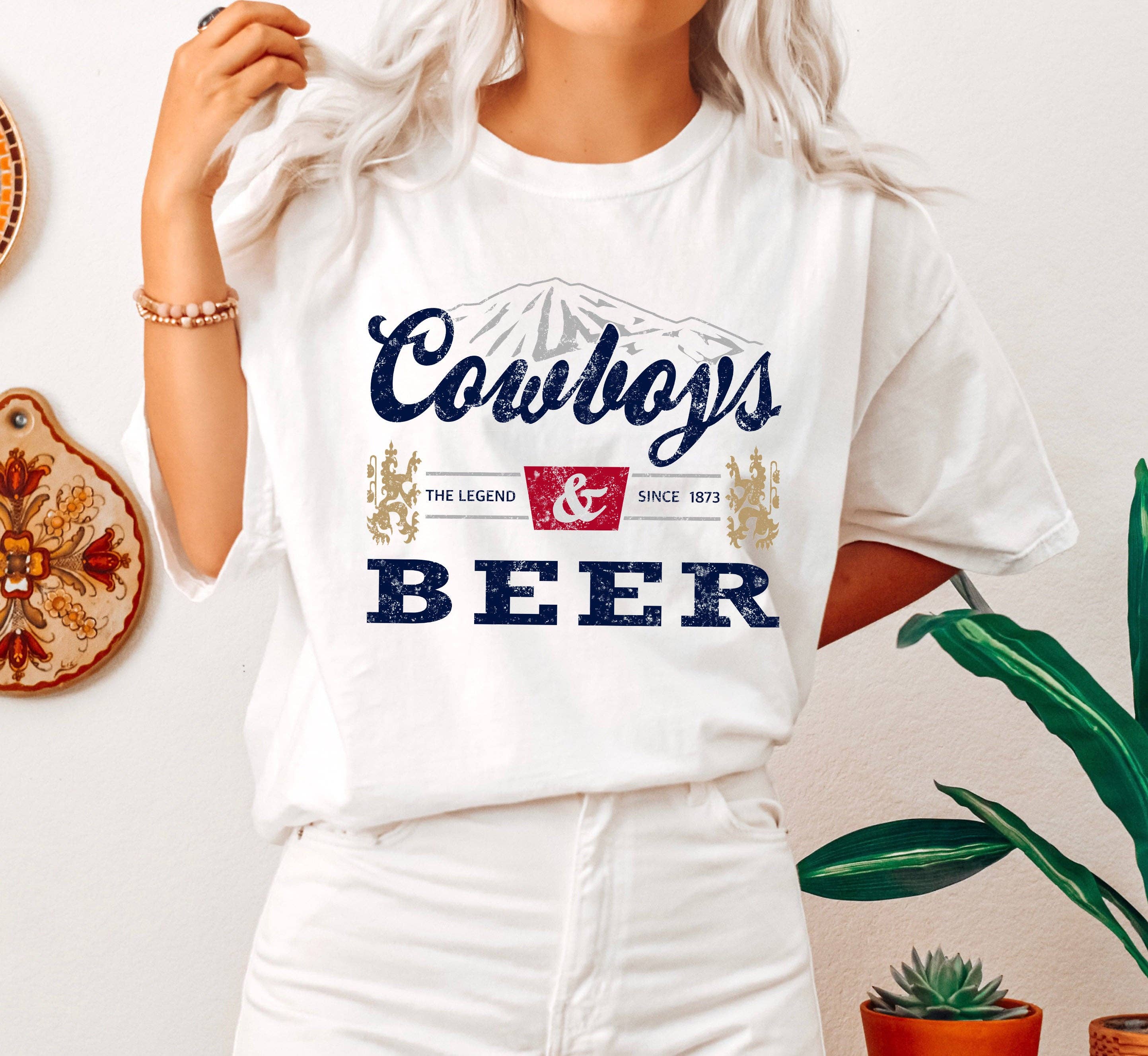 Cowboys and Beer Vintage T-Shirt Hoodie, Sweatshirt | PodTeesHub.com