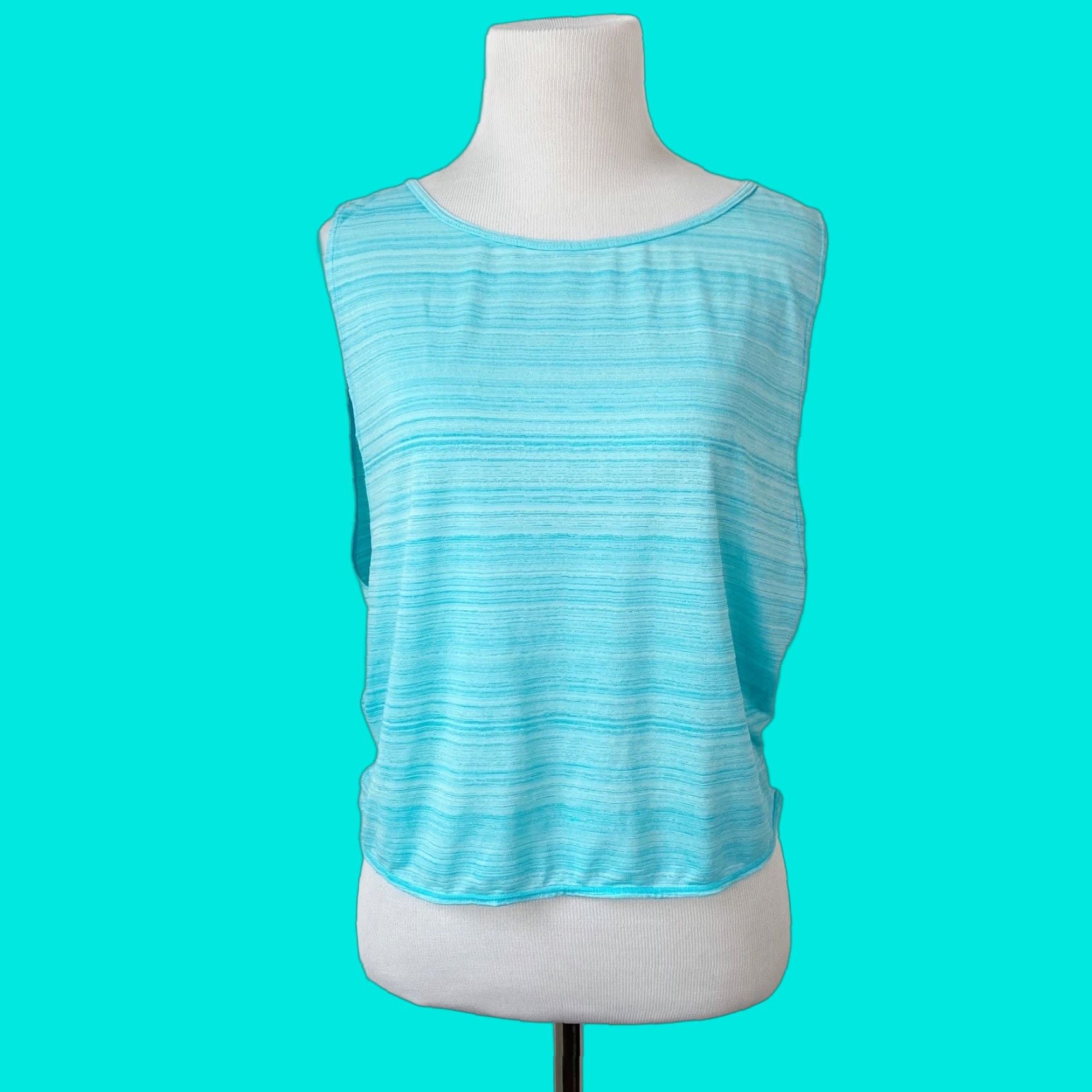 Vintage Z By Zella Womens Size Large Turquoise Blue Cropped Lightweight Athletic Top T-Shirts, Hoodie, Sweatshirt