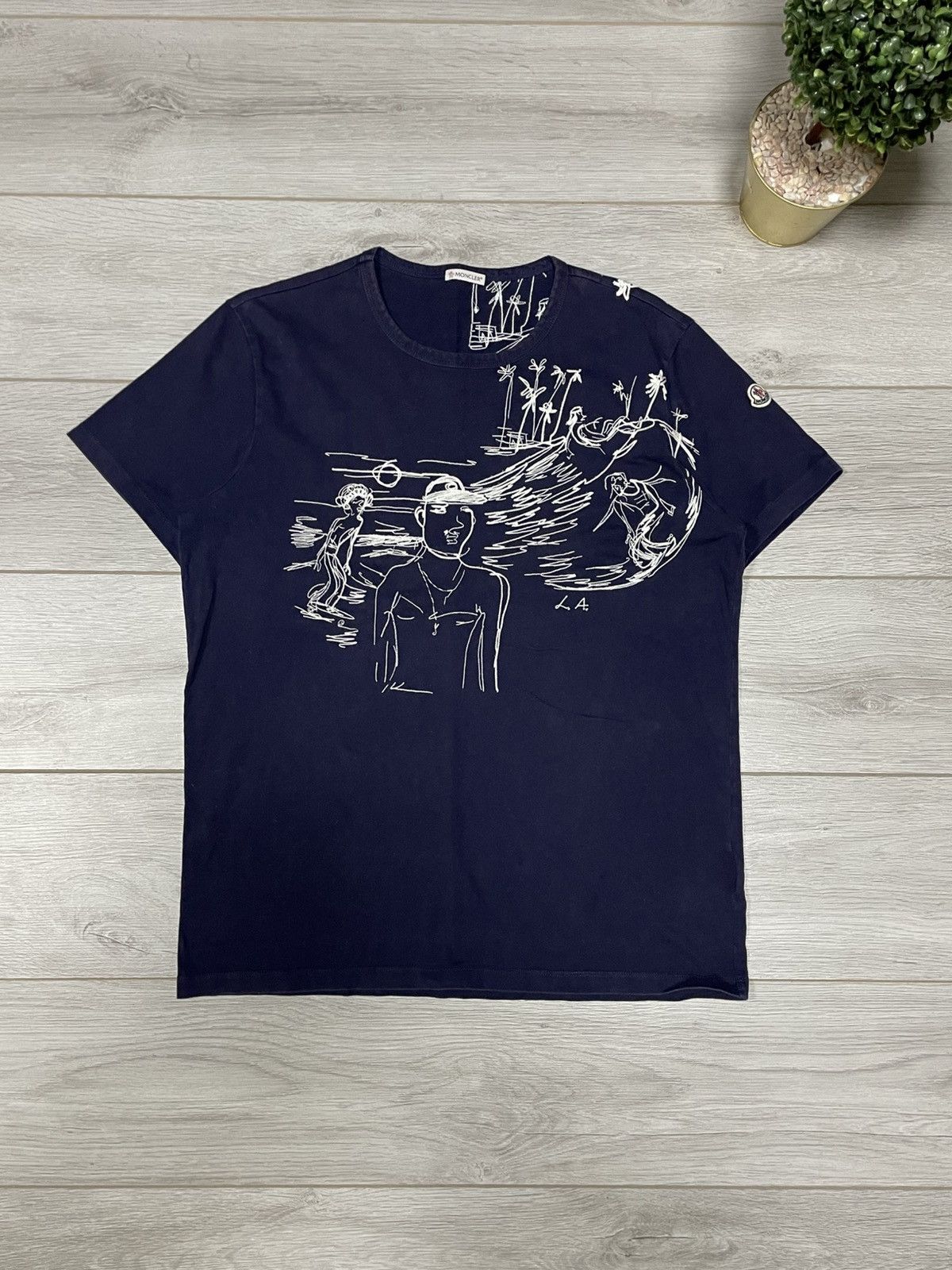 Moncler Jean Philippe Garment Washed Tee T Shrit Embroidered Hoodie, Sweatshirt | PodTeesHub.com