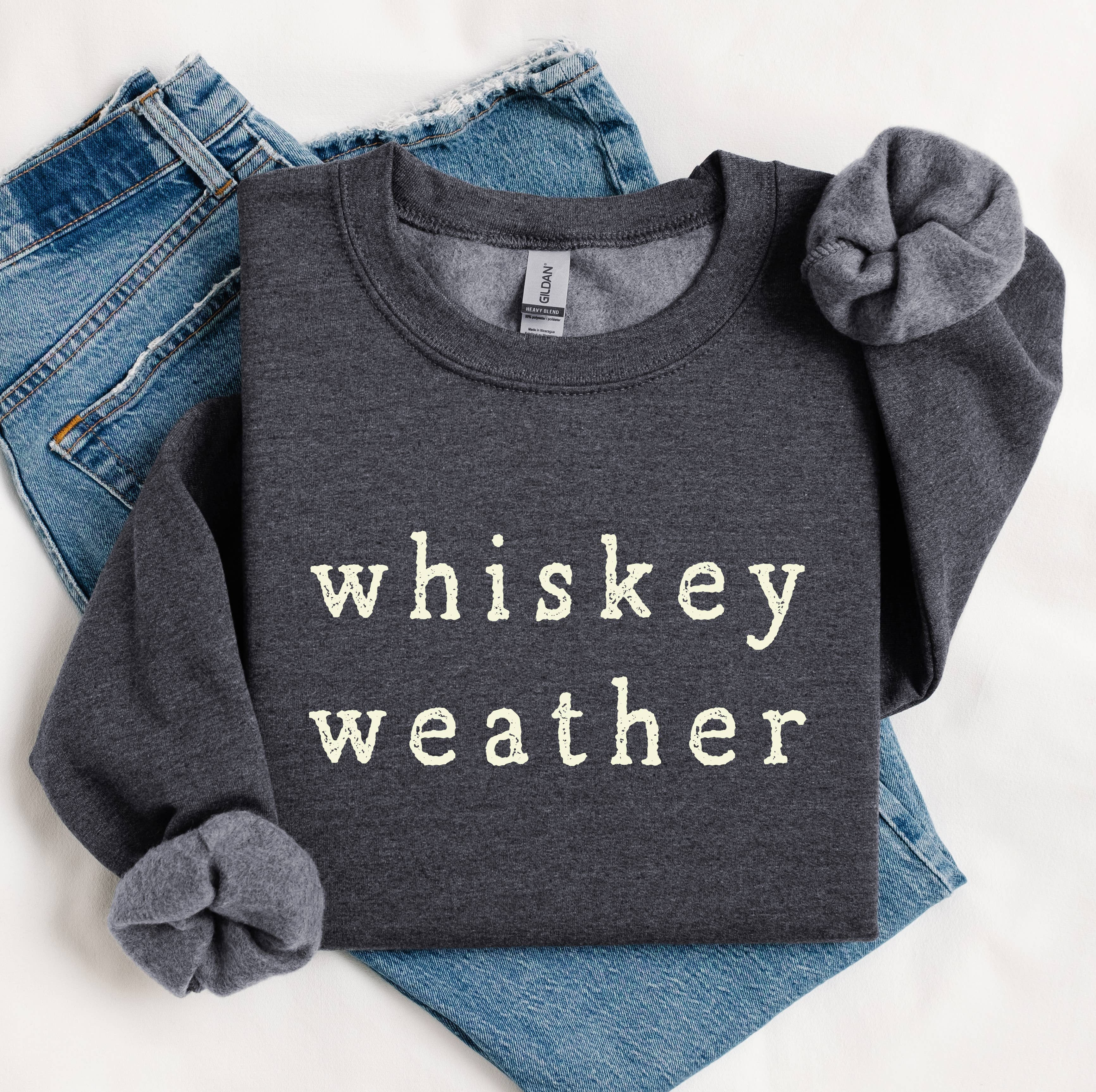 Sweatshirt Fall Graphic Cozy Whiskey Weather Pullover T-Shirts, Hoodie | PodTeesHub.com