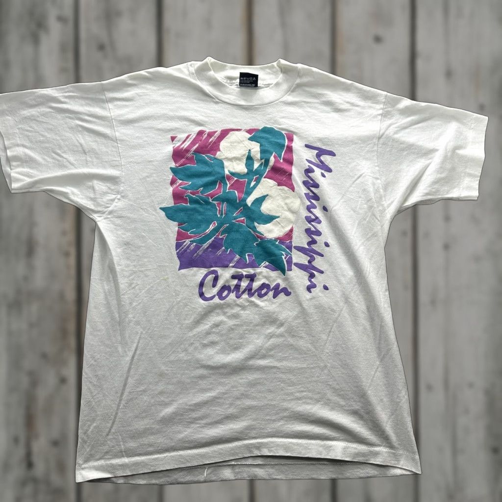 Vintage Mississippi Cotton Shirt Mens Xl White Graphic Tee 80s 90s Usa Ss Shirt Mens Xl Whit Hoodie, Sweatshirt
