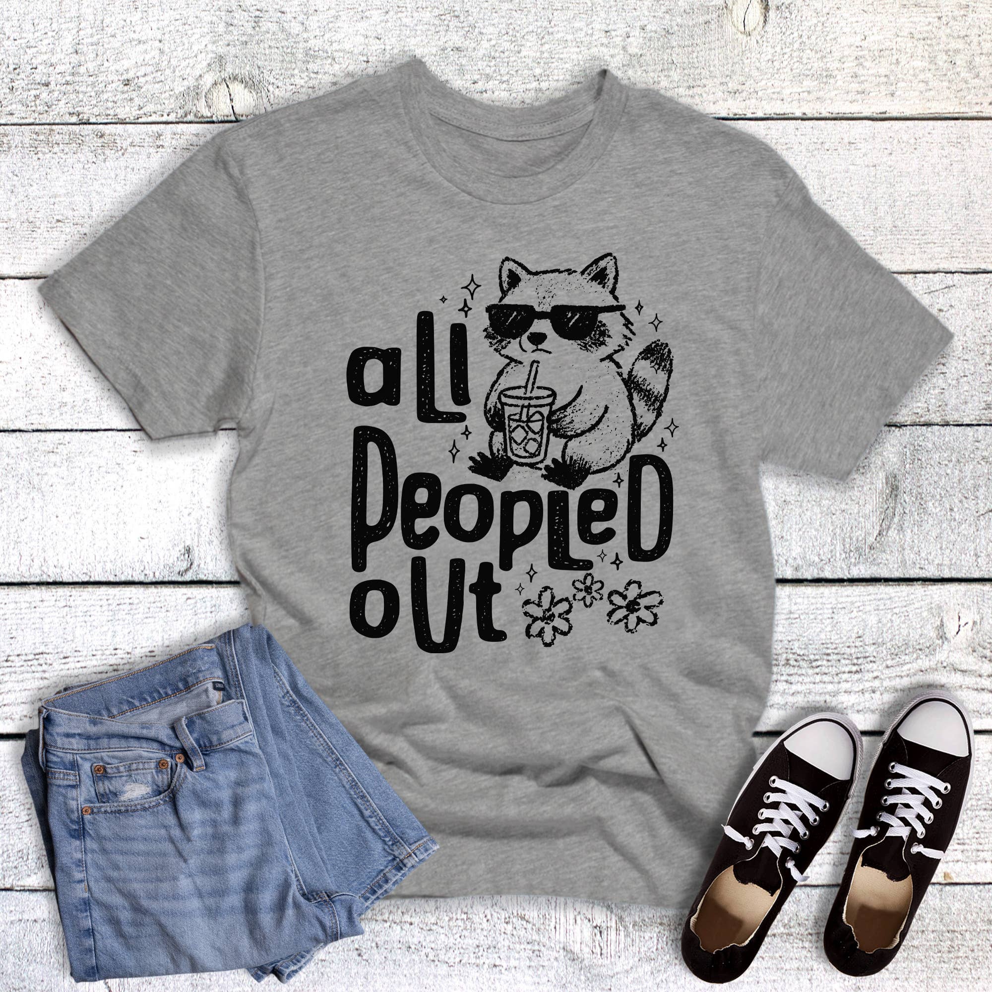 Funny All Peopled Out Graphic Tee Hoodie, Sweatshirt | PodTeesHub.com