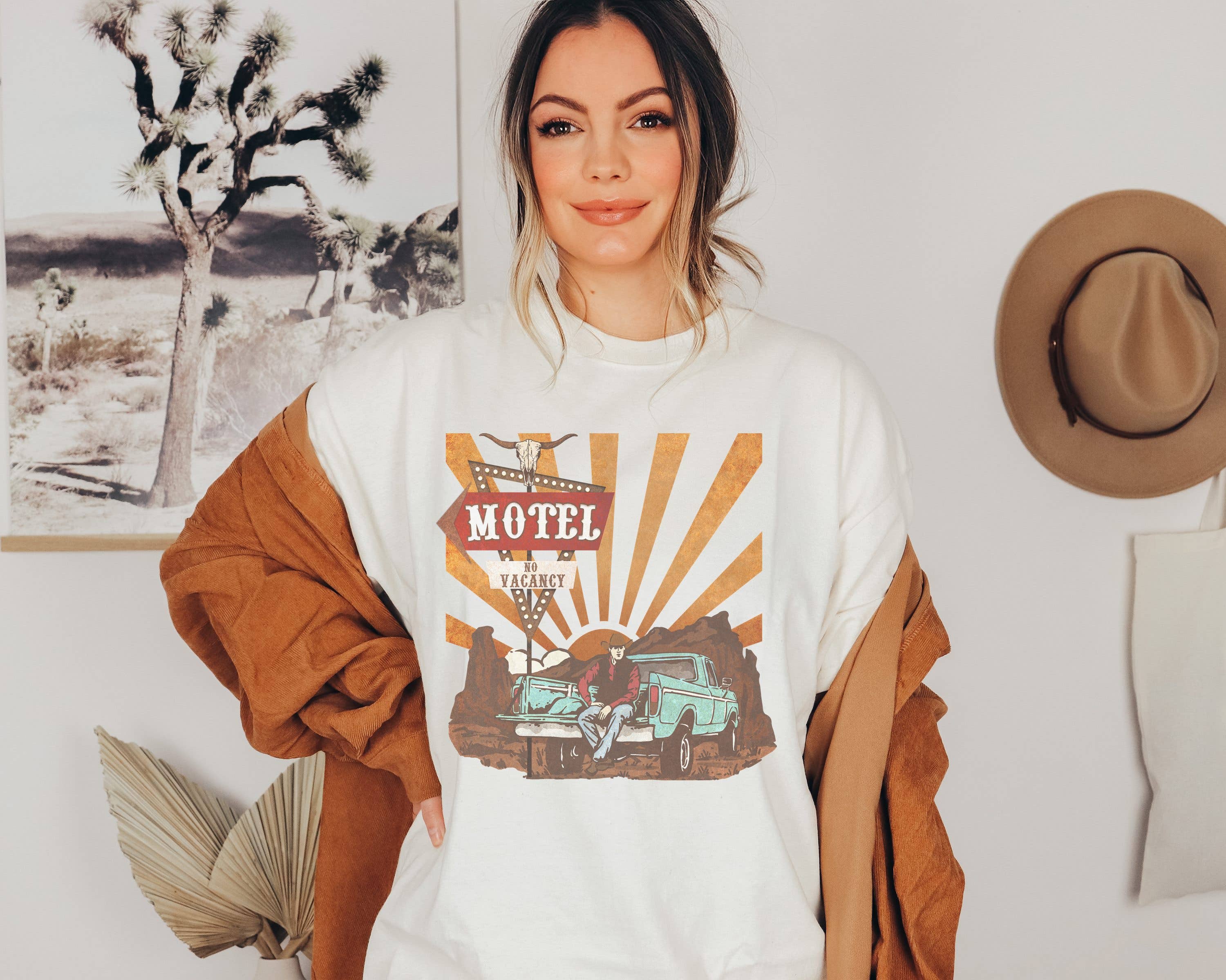 Cowboy Motel Graphic Tee | Western Shirt | Cactus Tee Hoodie, Sweatshirt | PodTeesHub.com