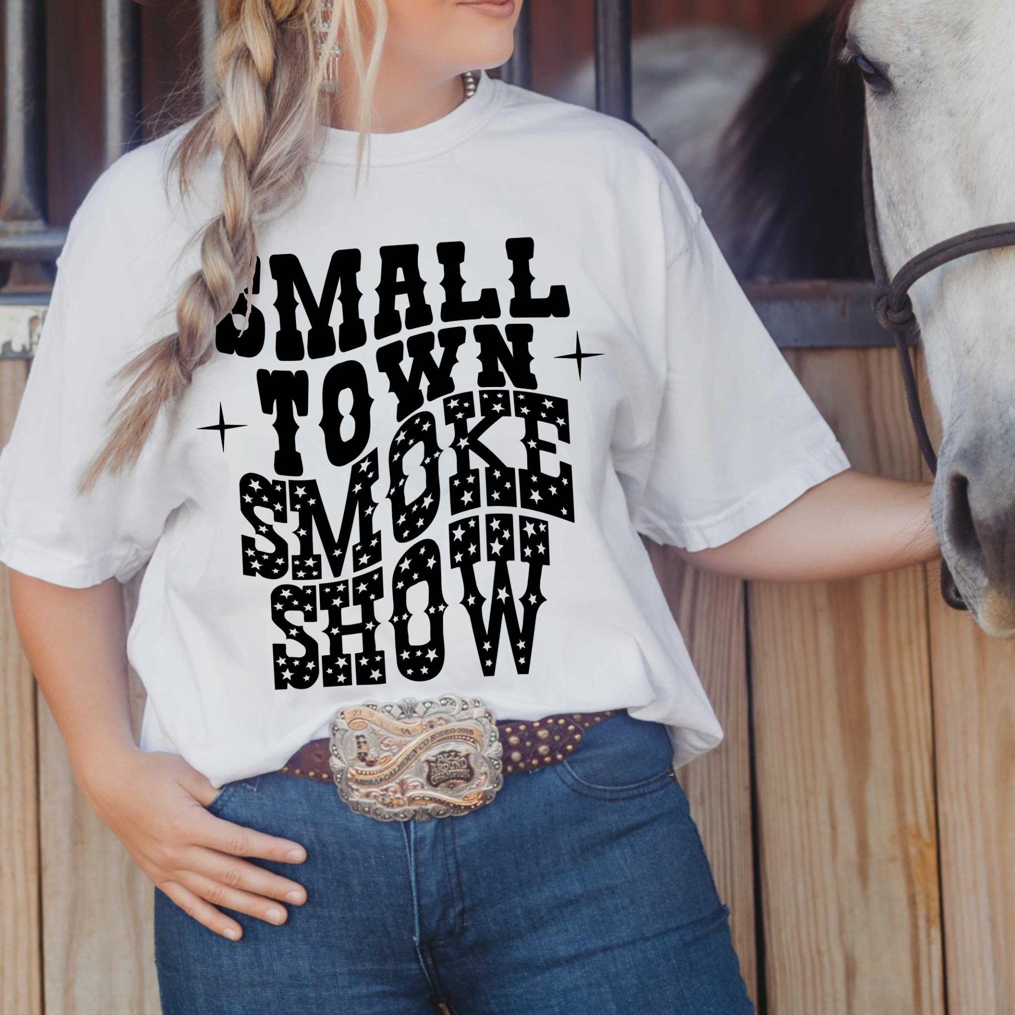 Small Town Smoke Show Western Comfort Color Graphic Tee Hoodie, Sweatshirt | PodTeesHub.com