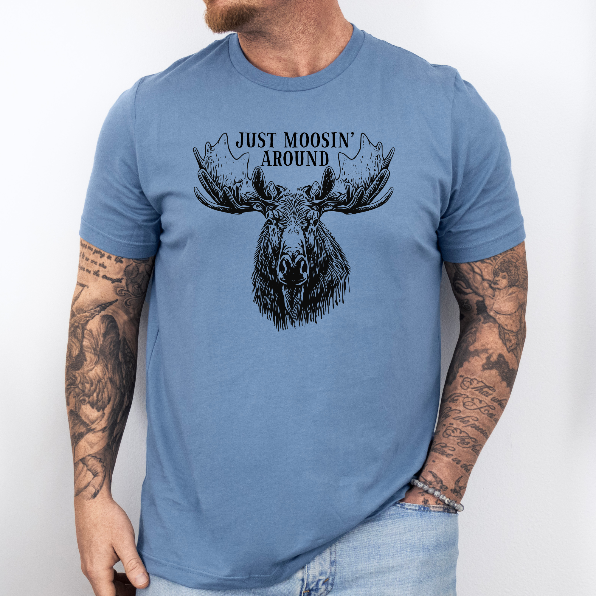 Moose and Bear Floating River Wildlife Tshirt 320 Hoodie, Sweatshirt | PodTeesHub.com
