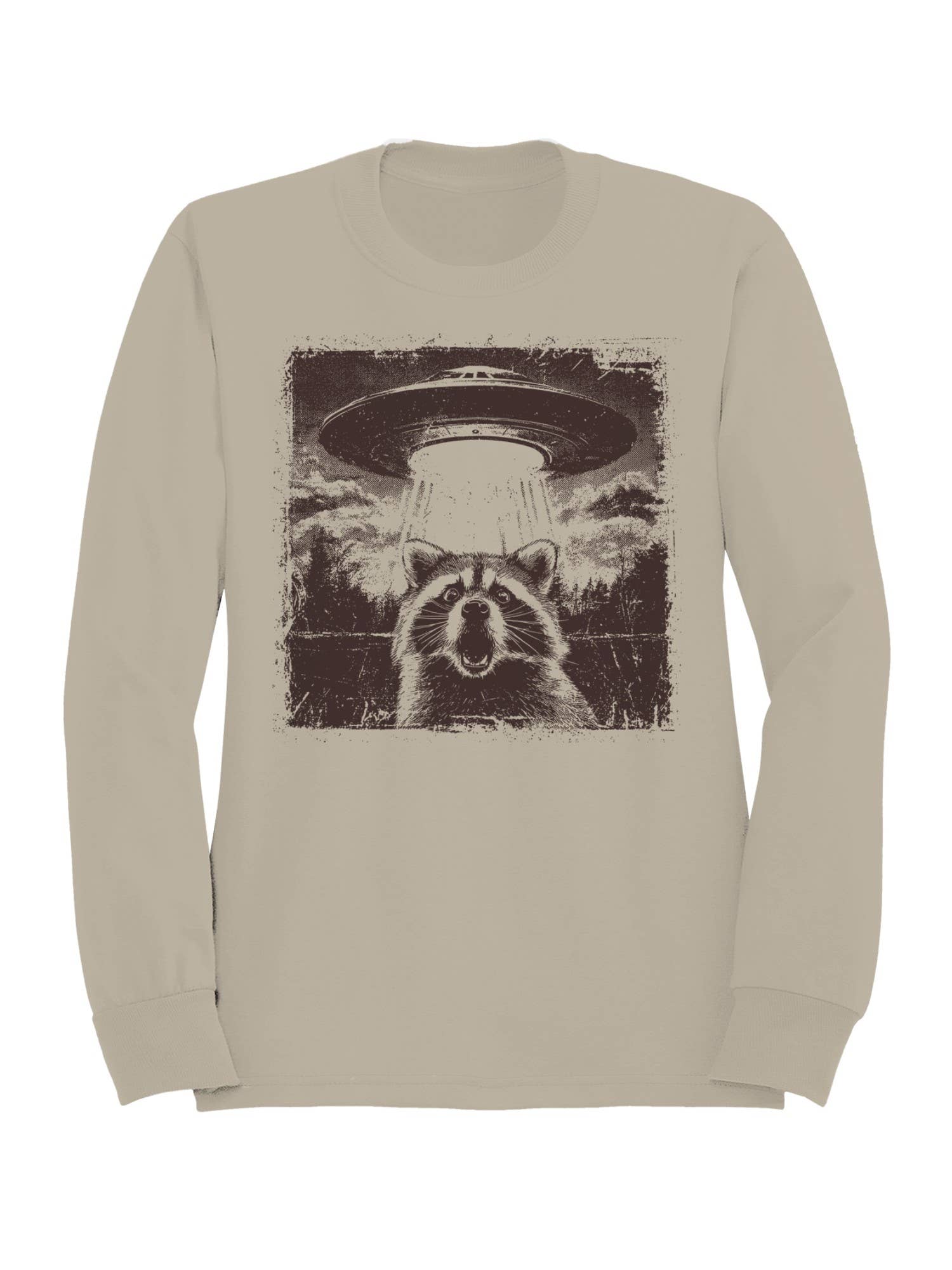 Raccoon Meets Ufo Adventure Women's Sweatshirt T-Shirts, Hoodie | PodTeesHub.com