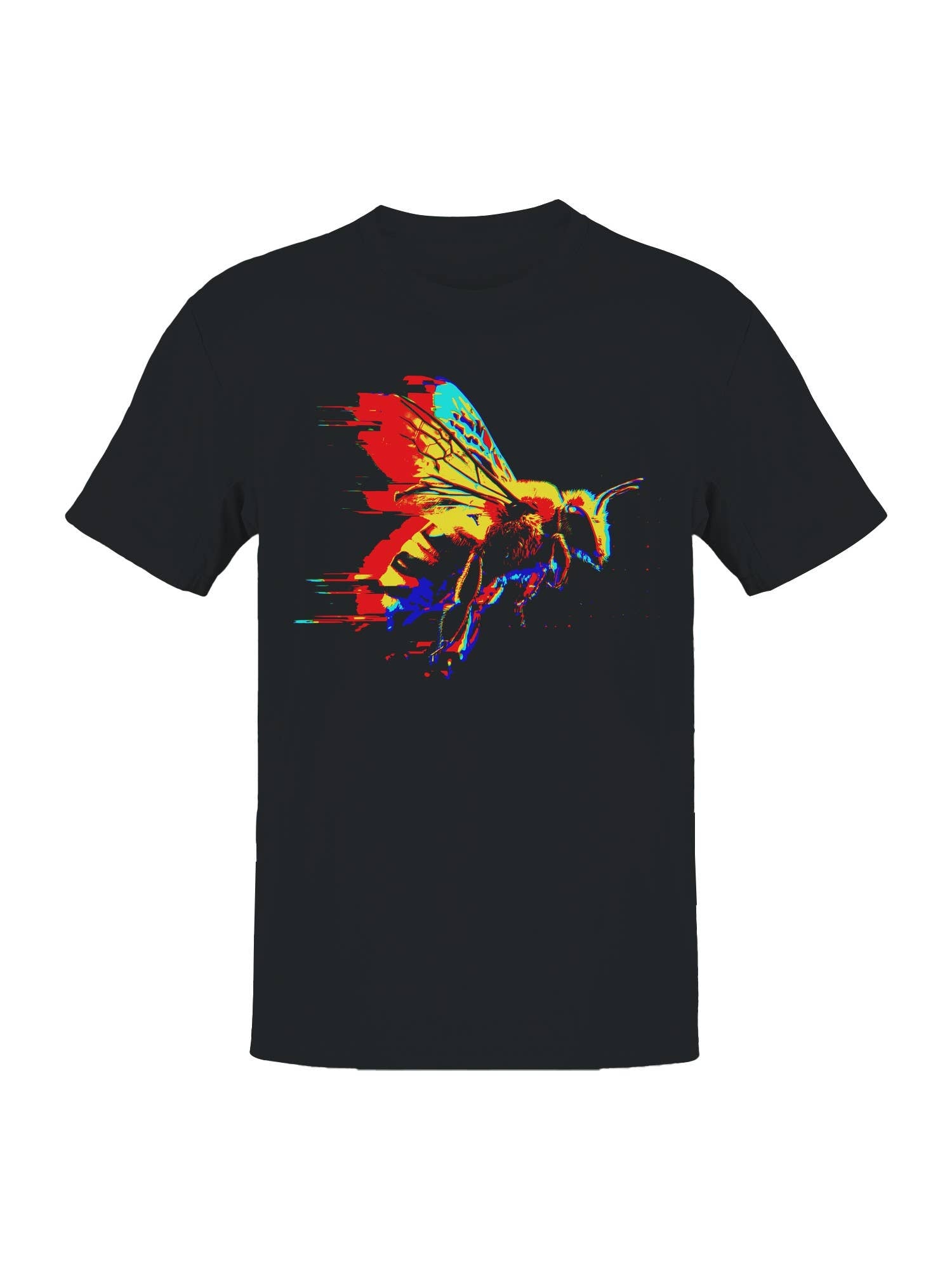 Vibrant Glitch Honeybee Art Men's T-Shirt Hoodie, Sweatshirt | PodTeesHub.com
