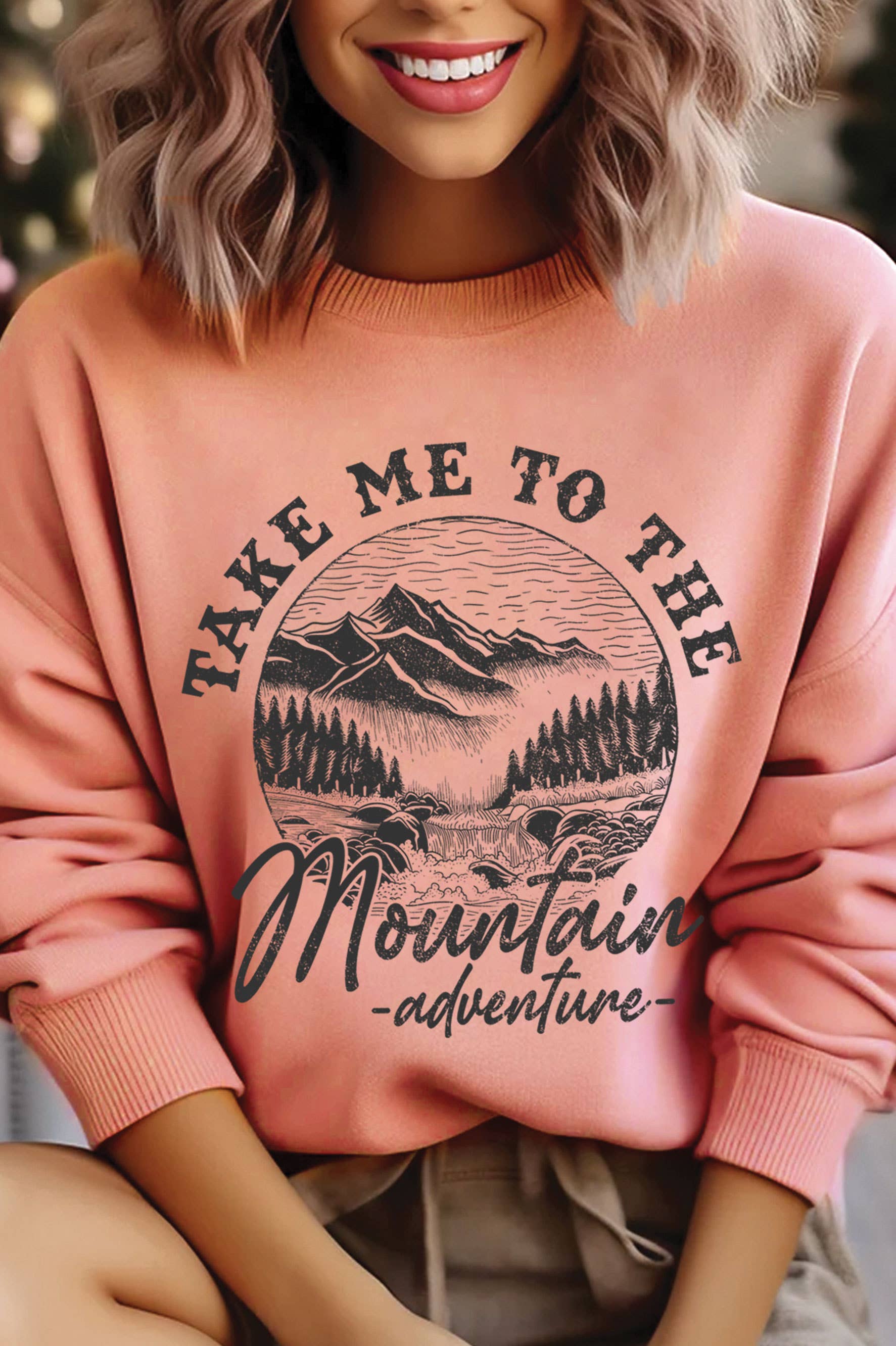 Take Me To the Mountain Adventure Graphic Brushed Sweatshirt T-Shirts, Hoodie | PodTeesHub.com