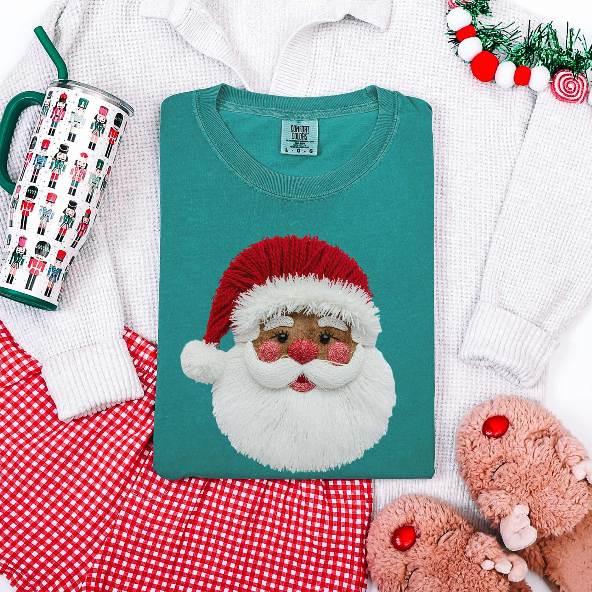 Faux Yarn Santa Dark Skin Tee Hoodie, Sweatshirt | PodTeesHub.com