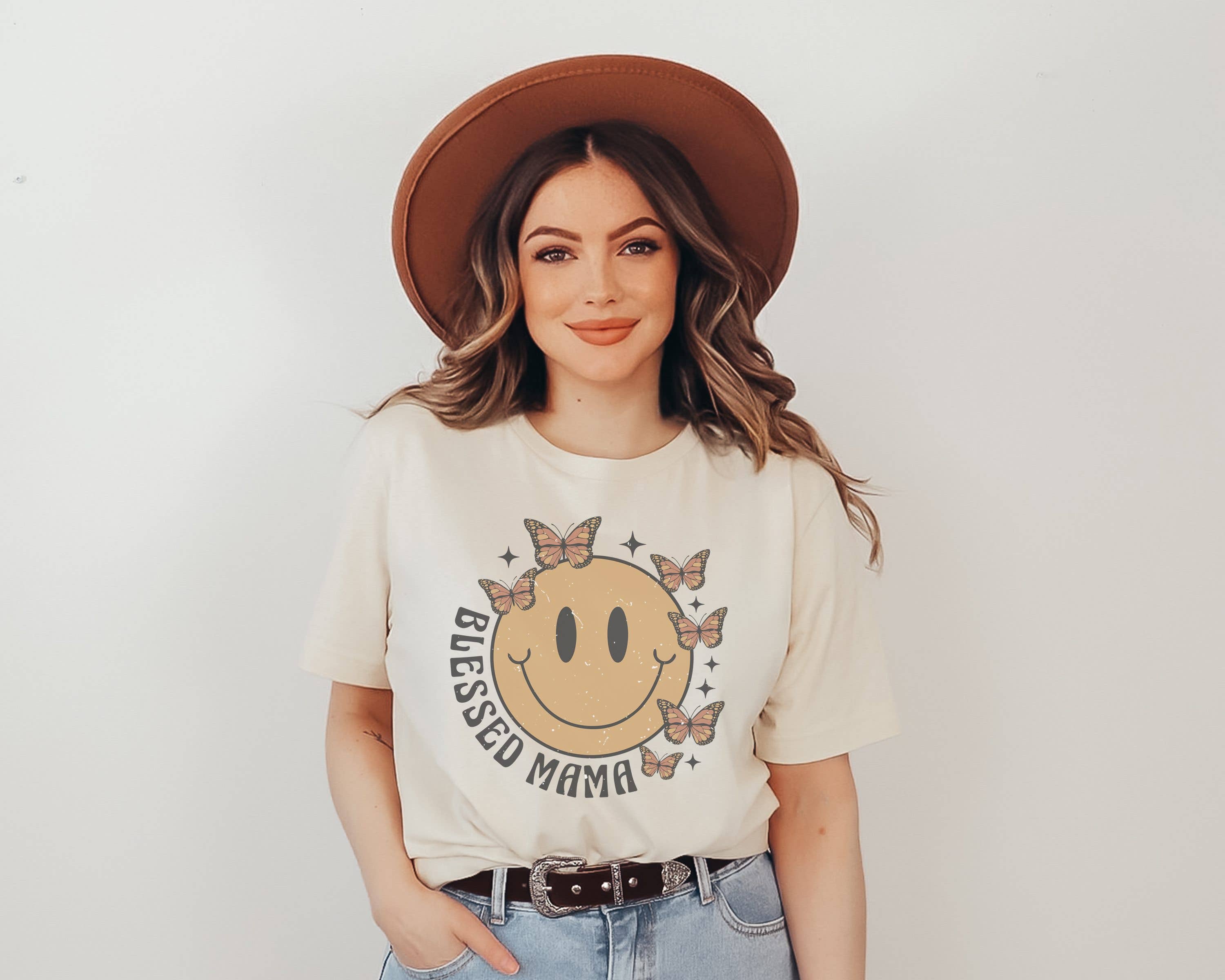 Blessed Mama Happy Face Tee | Mom T Shirt Hoodie, Sweatshirt | PodTeesHub.com