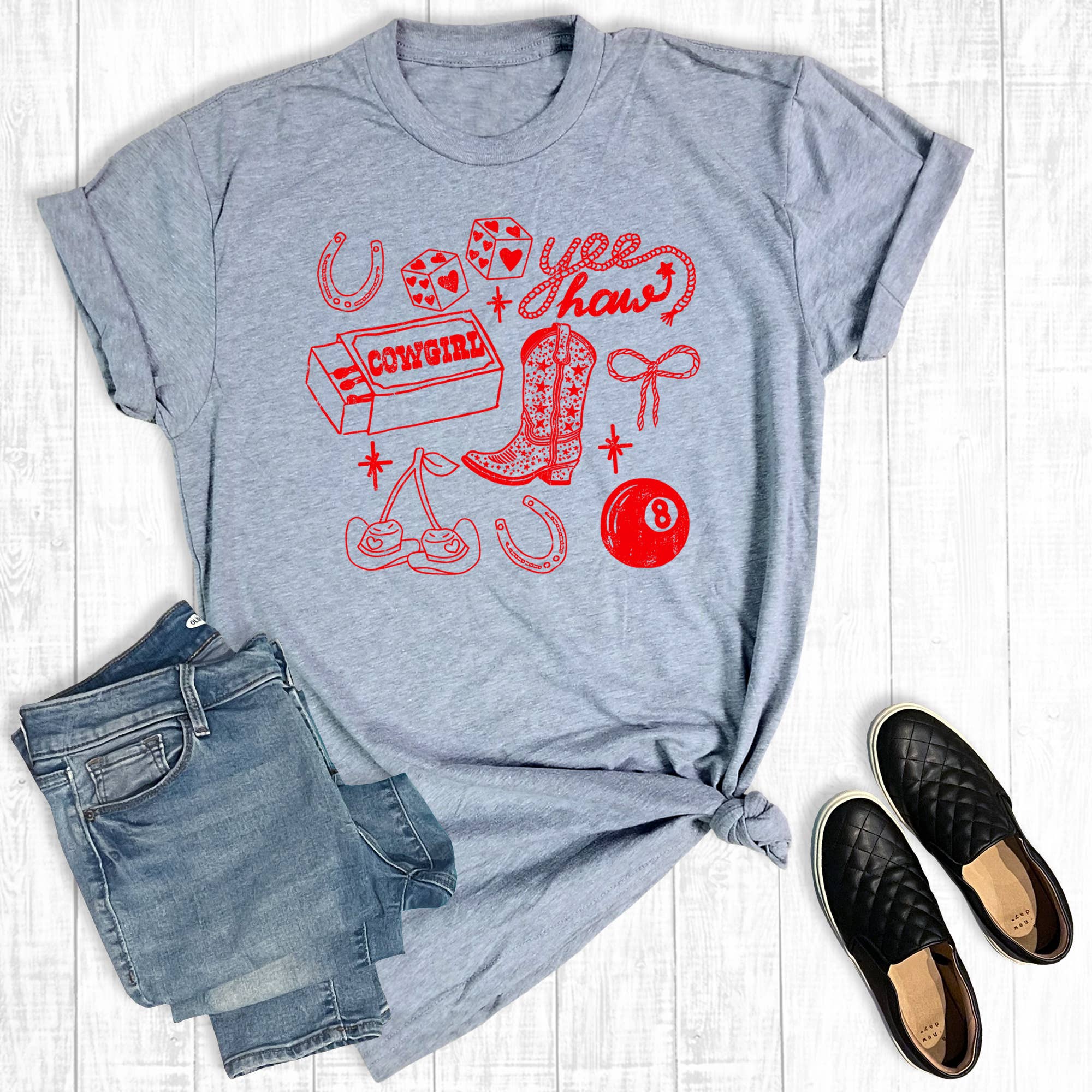 Western Cowgirl Yeehaw Collage Graphic Tee Hoodie, Sweatshirt | PodTeesHub.com