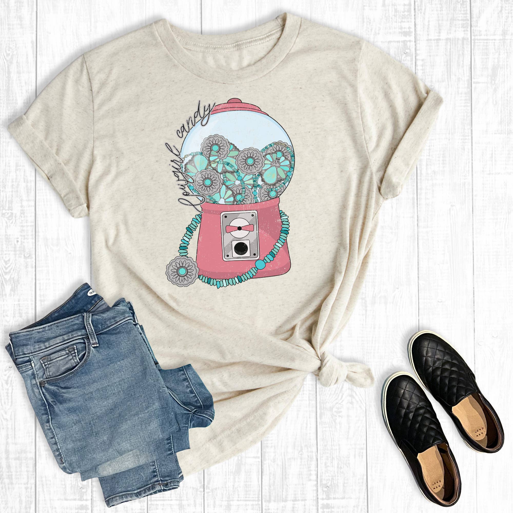 Western Turquoise Cowgirl Candy Graphic Tee Hoodie, Sweatshirt | PodTeesHub.com