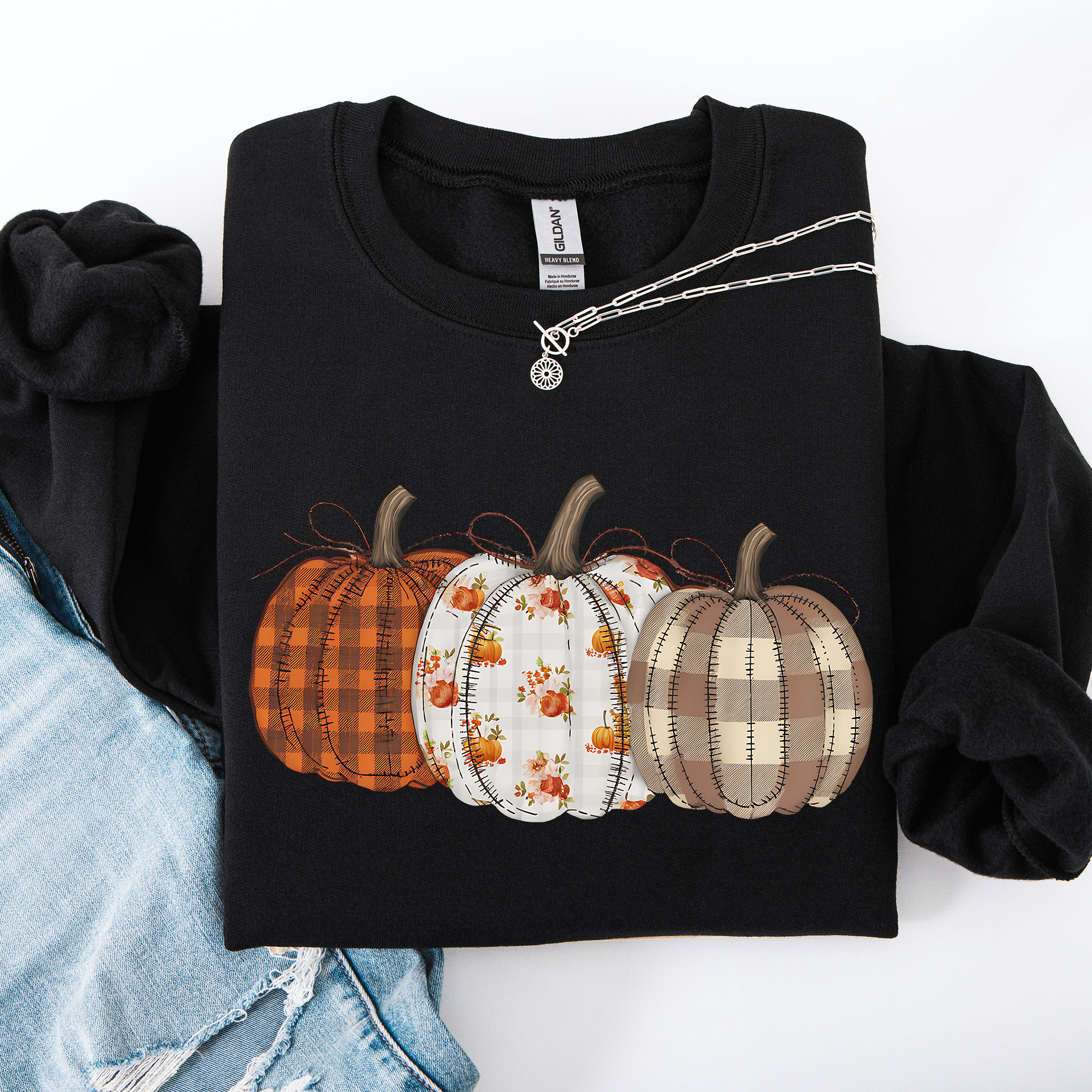 Cute Patterned Pumpkins, Autumn, Fall Halloween Sweatshirt T-Shirts, Hoodie | PodTeesHub.com