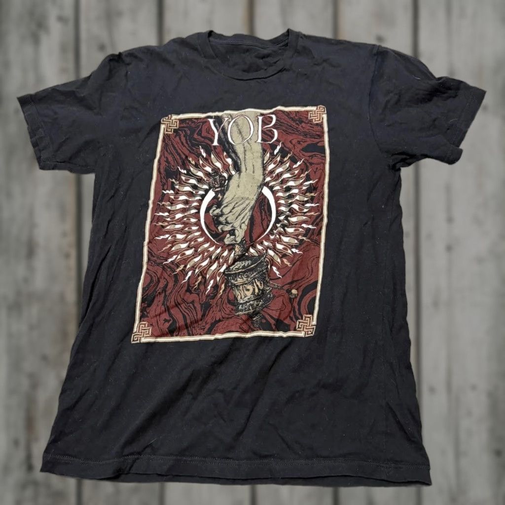 Vintage Yob Metal Graphic Tee Stoner Doom Band Shirt Black Red Art Print Size Medium Hoodie, Sweatshirt | PodTeesHub.com