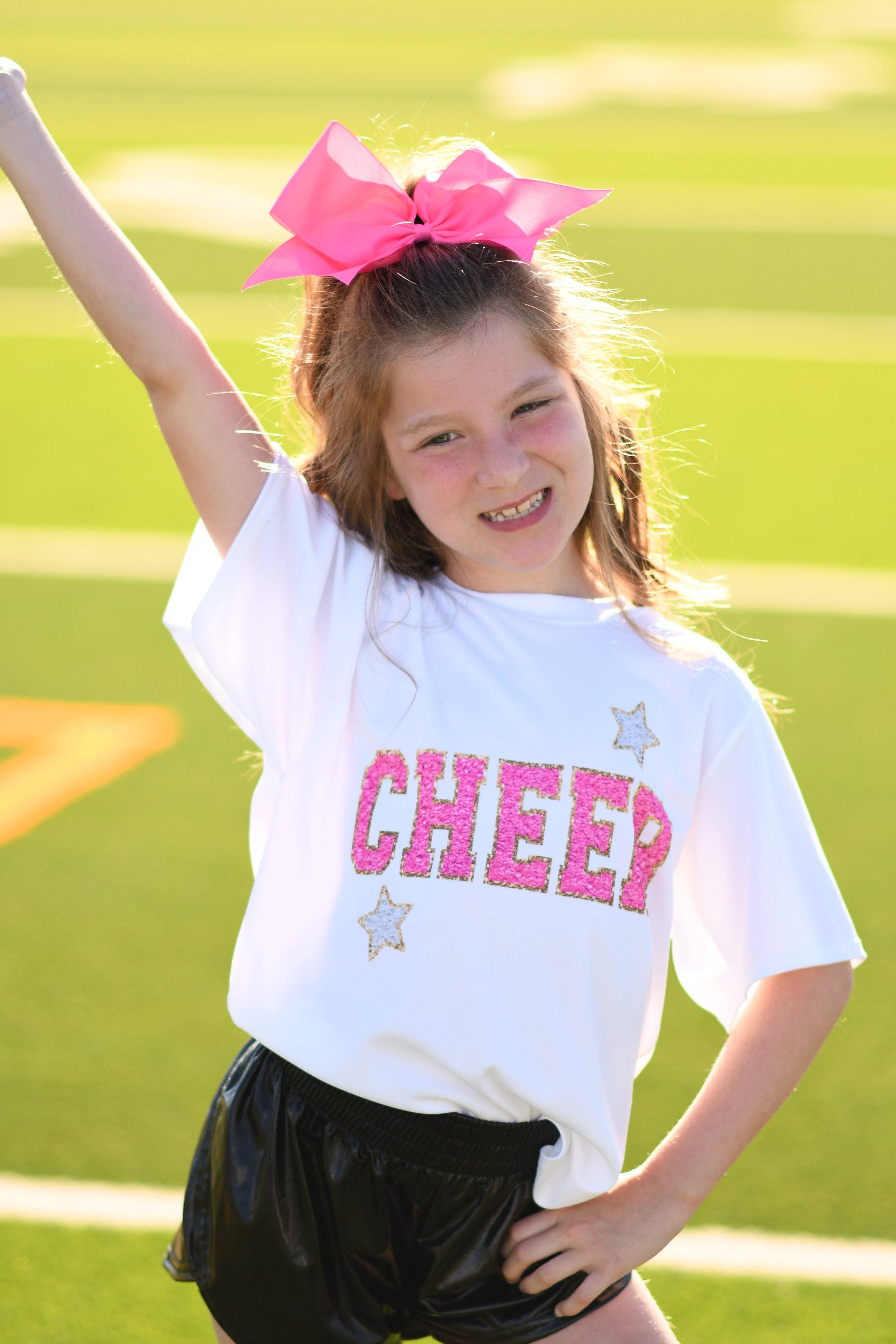 Cheer Faux Patch Tee Hoodie, Sweatshirt | PodTeesHub.com
