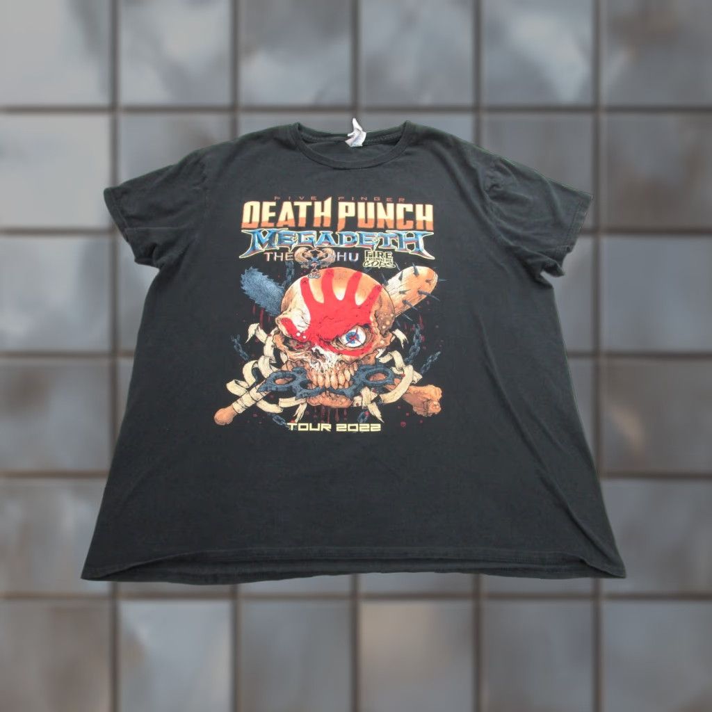 Gildan Five Finger Death Punch Band T Shirt Mens Large Black 2022 Tour Megadeth The Hu Rock Metal Hoodie, Sweatshirt
