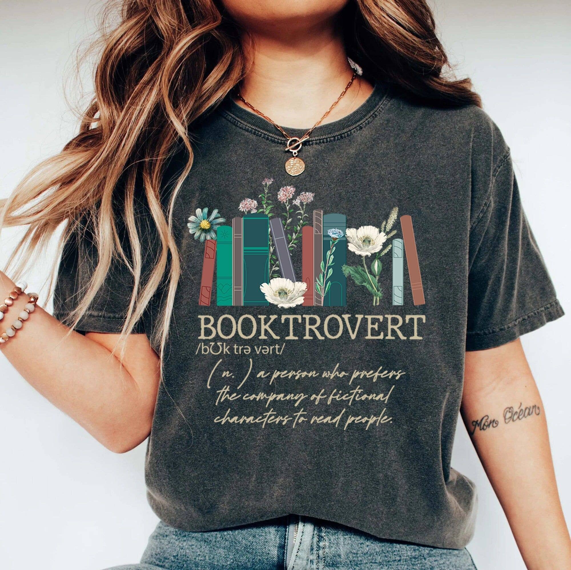 Booktrovert Shirt - Book Lovers Gifts For Women Hoodie, Sweatshirt | PodTeesHub.com