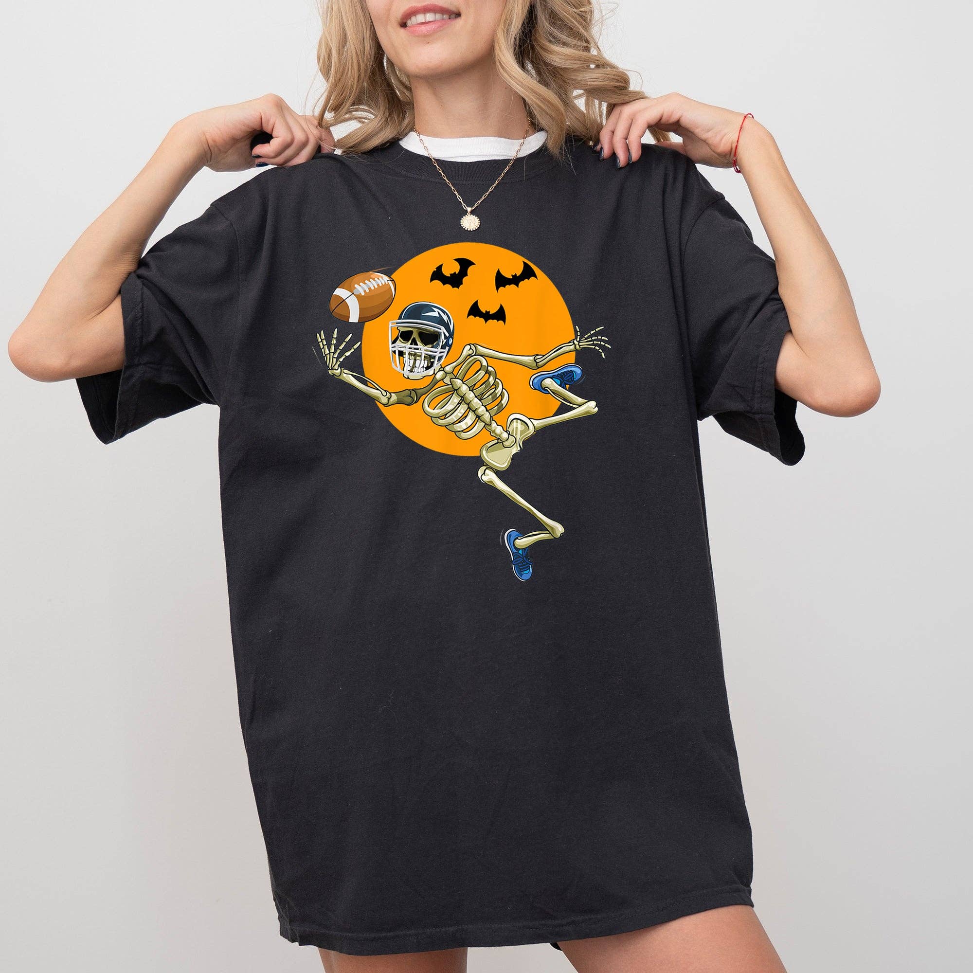 American Football, Skeleton, Spooky, Halloween T-Shirt Hoodie, Sweatshirt | PodTeesHub.com