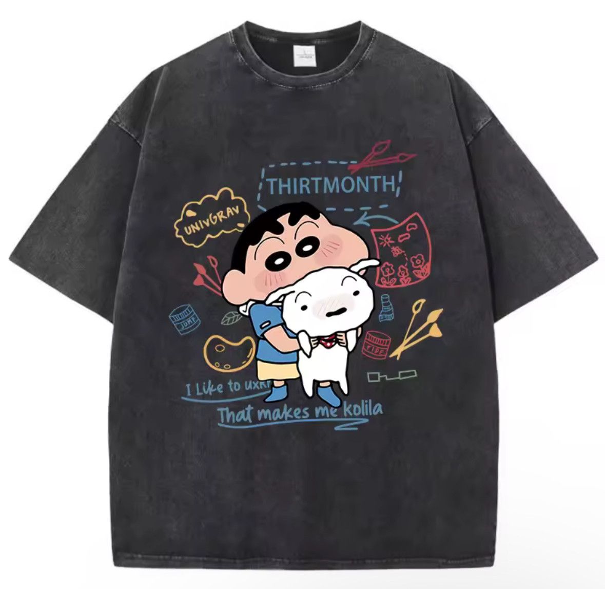 Japanese Brand Vintage Crayon Shin Chan Anime Washed T Shirt Men Women Tee Hoodie, Sweatshirt | PodTeesHub.com