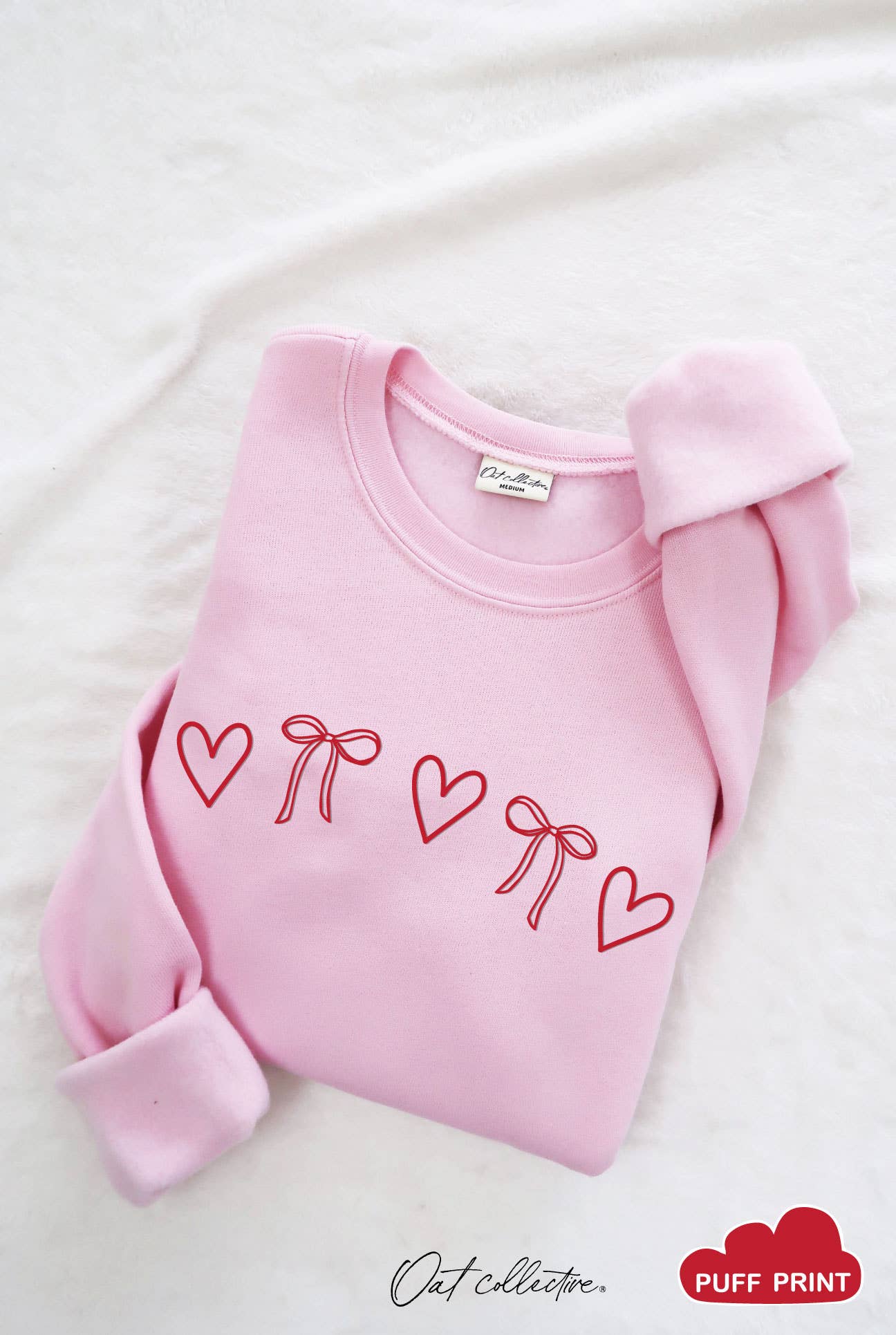 Heart and Bow Puff Graphic Sweatshirt T-Shirts, Hoodie | PodTeesHub.com